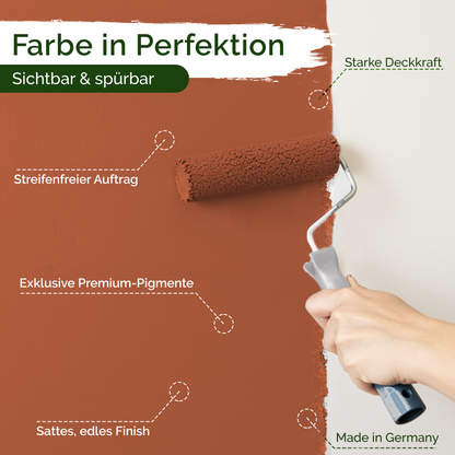Premium Wandfarbe Burnt Clay – Deckend & Lösemittelfrei