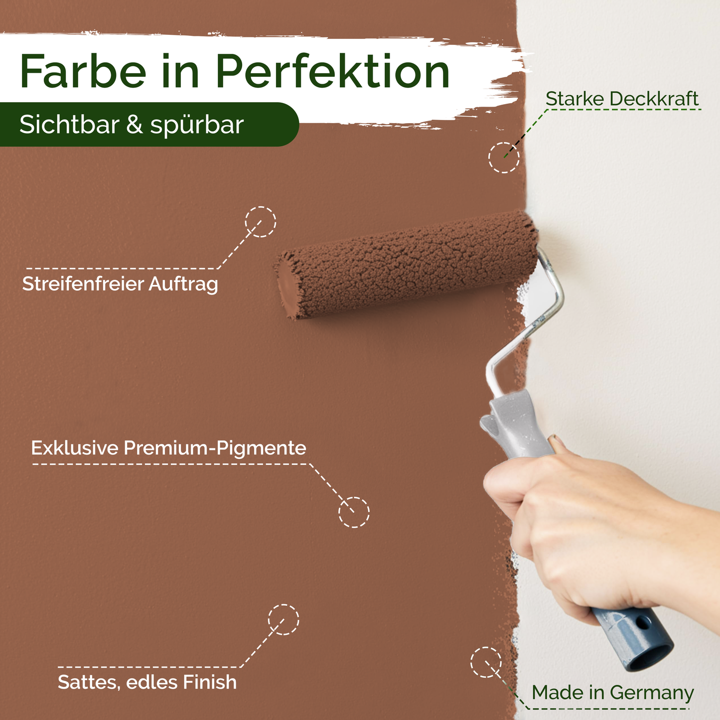 Premium Wandfarbe Burnt Sand – Deckend & Lösemittelfrei