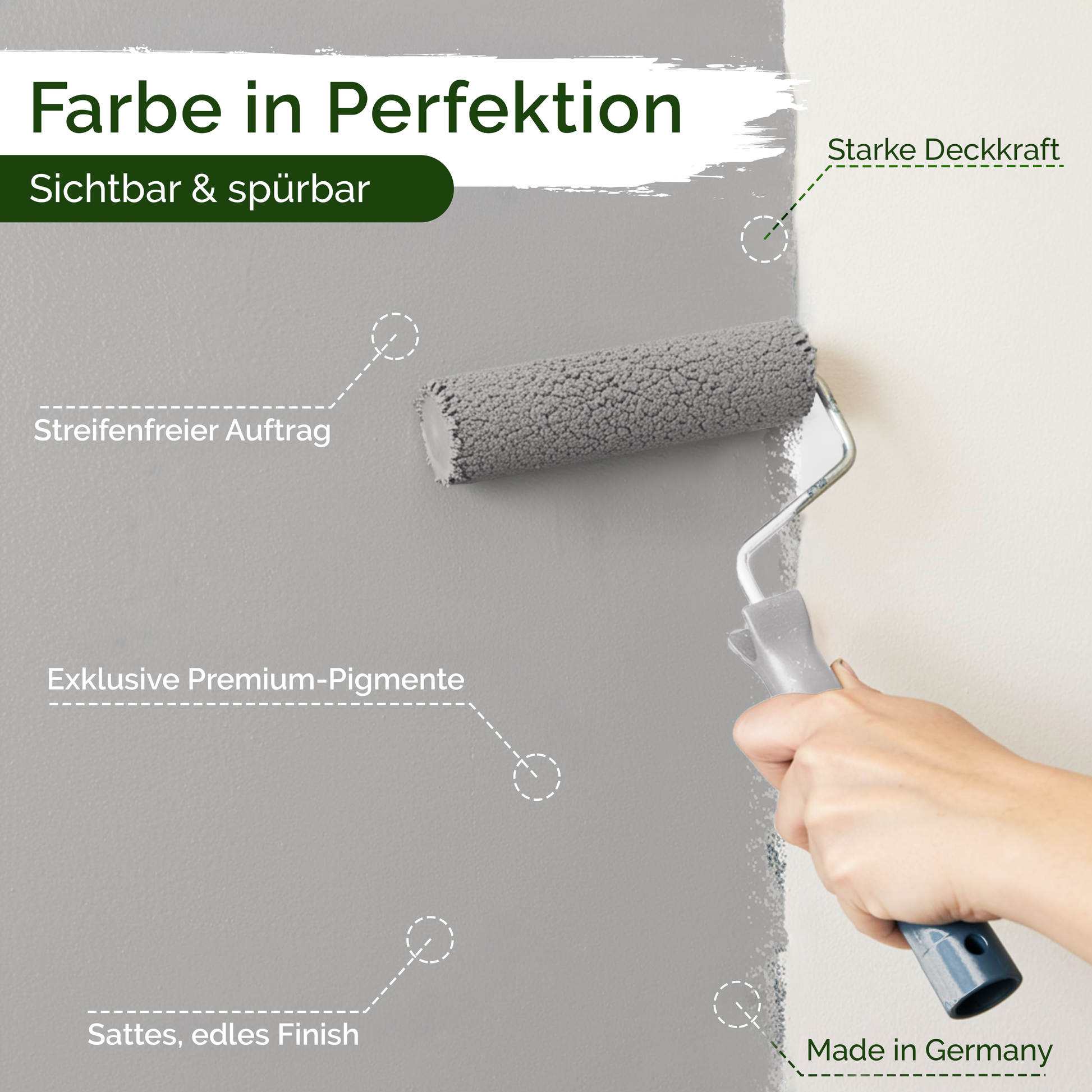Veluxis® Wandfarbe Cashmere Grey – Edles Grau für Wohnzimmer