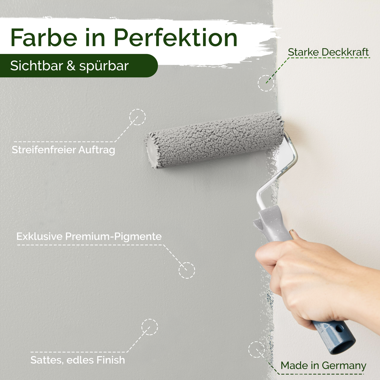 Premium Wandfarbe Chalk Grey – Deckend & Lösemittelfrei