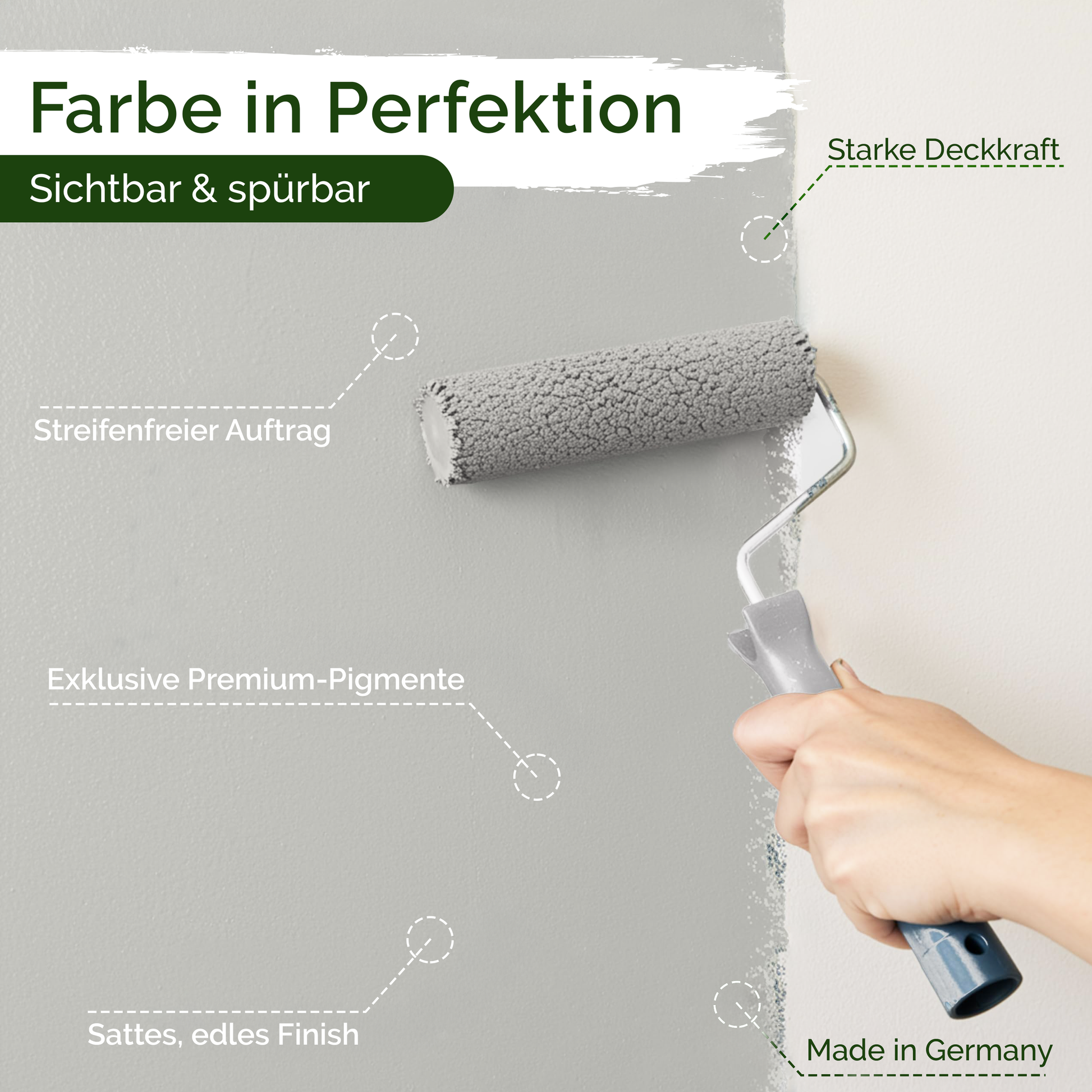 Premium Wandfarbe Chalk Grey – Deckend & Lösemittelfrei