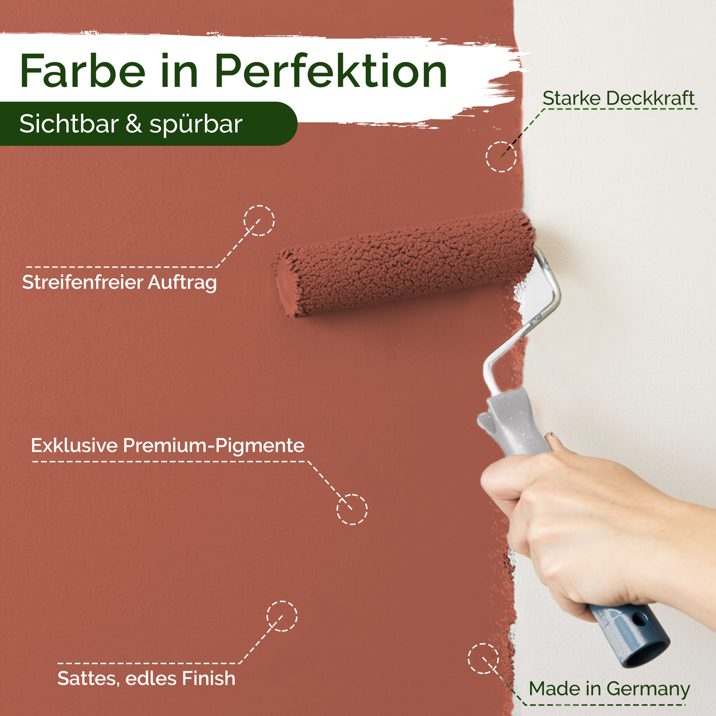 Premium Wandfarbe Clay Brick – Deckend & Lösemittelfrei