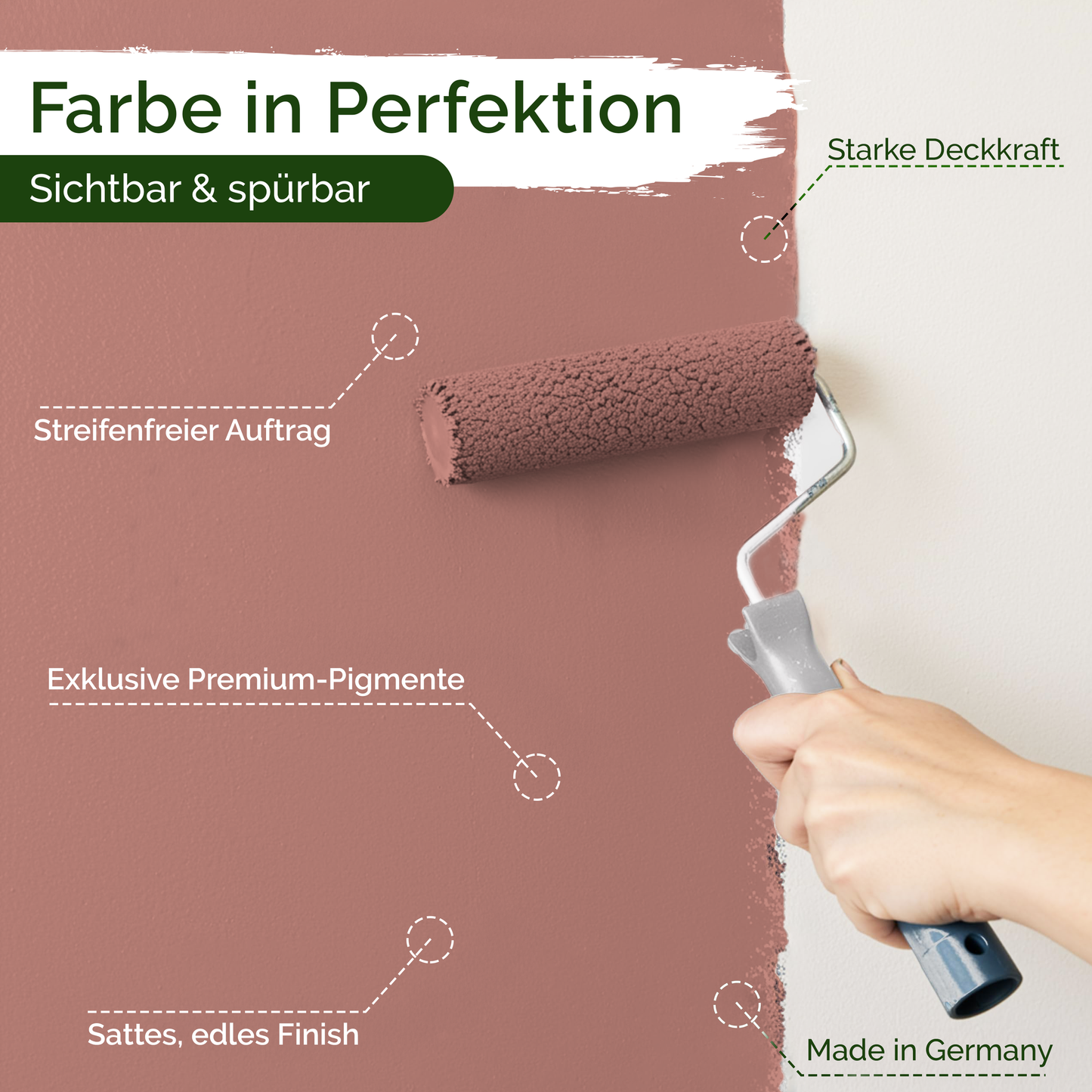 Premium Wandfarbe Clay Rose – Deckend & Lösemittelfrei