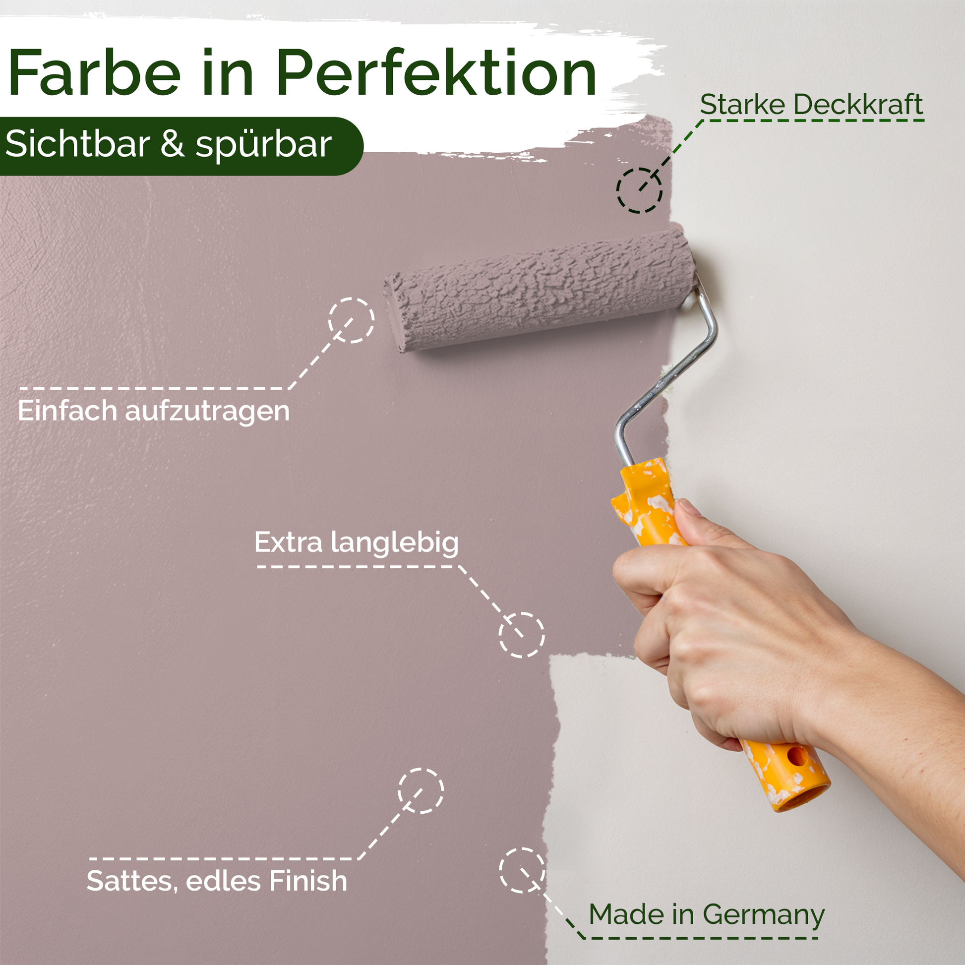 Veluxis® Wandfarbe Cute Cupcake – Zartes Rosa für Wohnzimmer