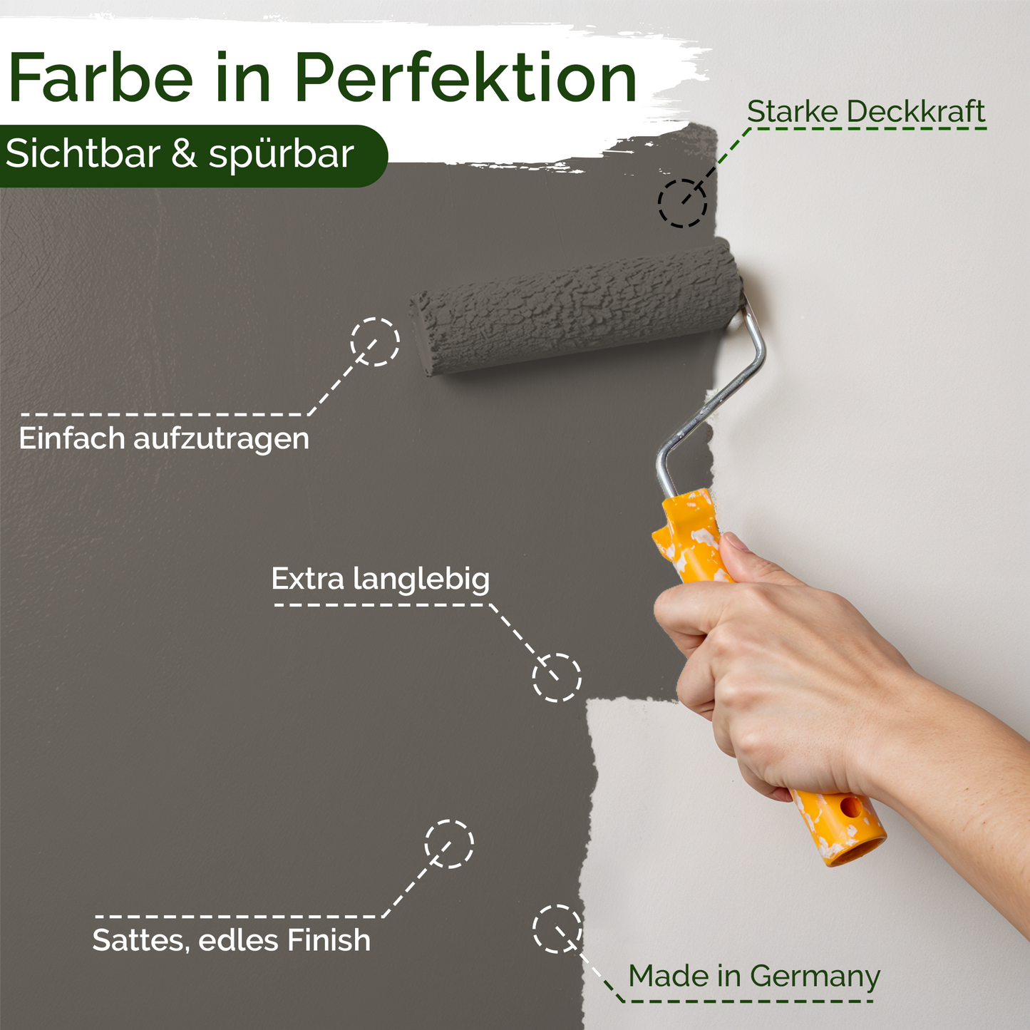Veluxis® Wandfarbe Earl Grey Tea – Edles Grau für Wohnzimmer