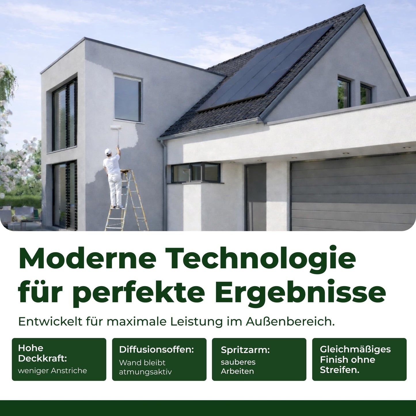 Fassadenfarbe Weiß Premium – Acryl-Fassadenfarbe weiß matt für ca. 30 m²