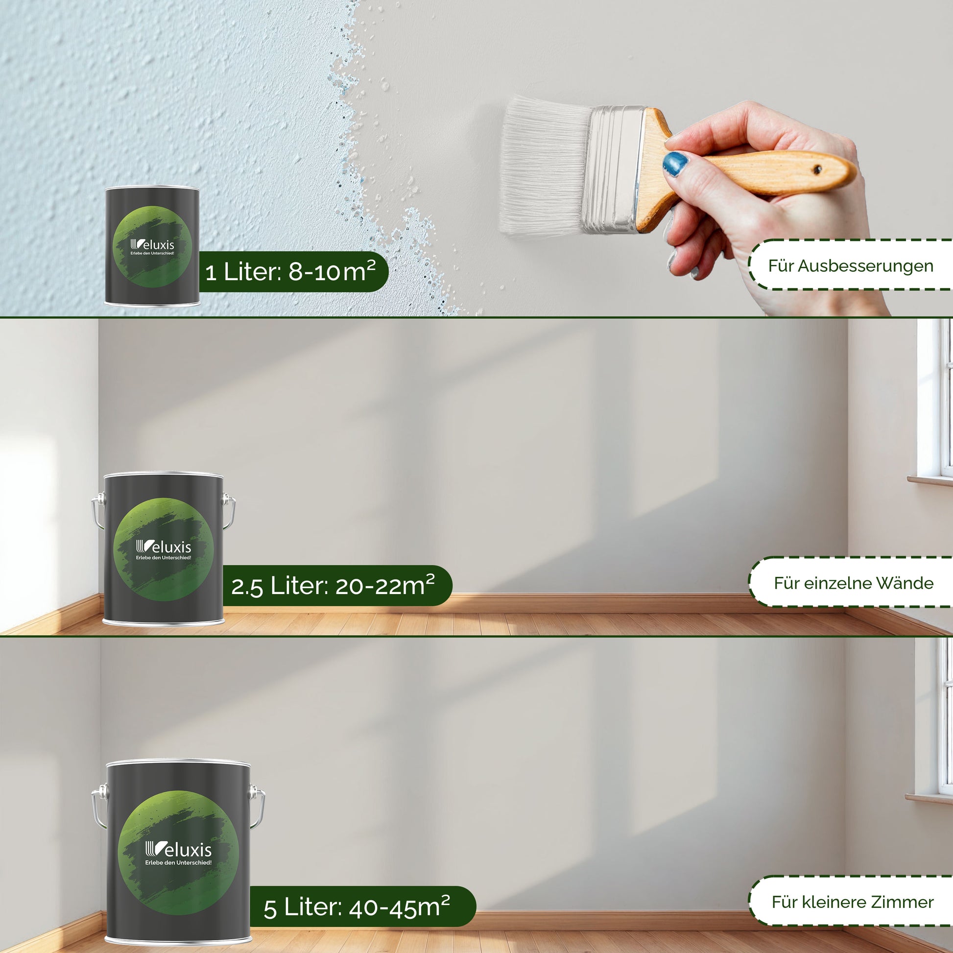 Veluxis® Wandfarbe Ivory Dust – Zartes Elfenbeingrau für Wohnzimmer