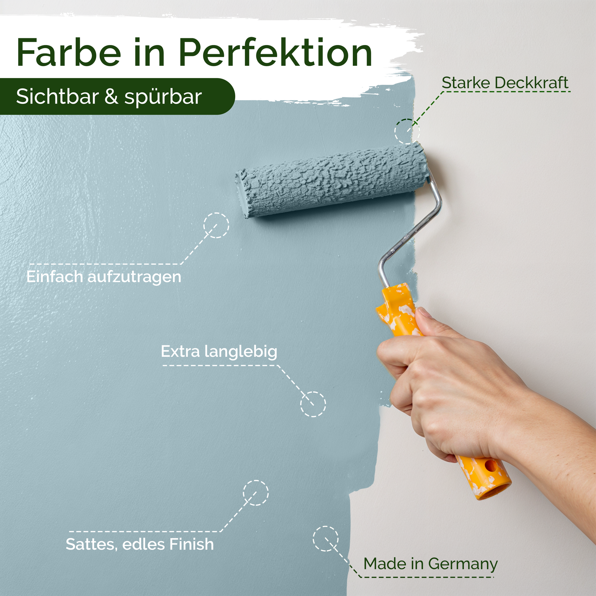 Veluxis® Wandfarbe Typical Trout – Kühles Blau für Wohnzimmer