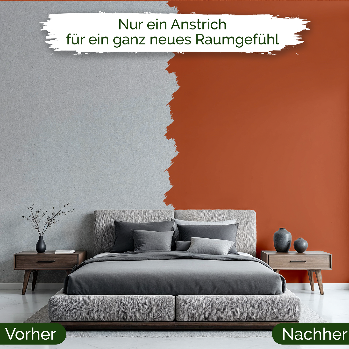Veluxis® Wandfarbe Burnt Clay – Warmes Orange für Wohnzimmer