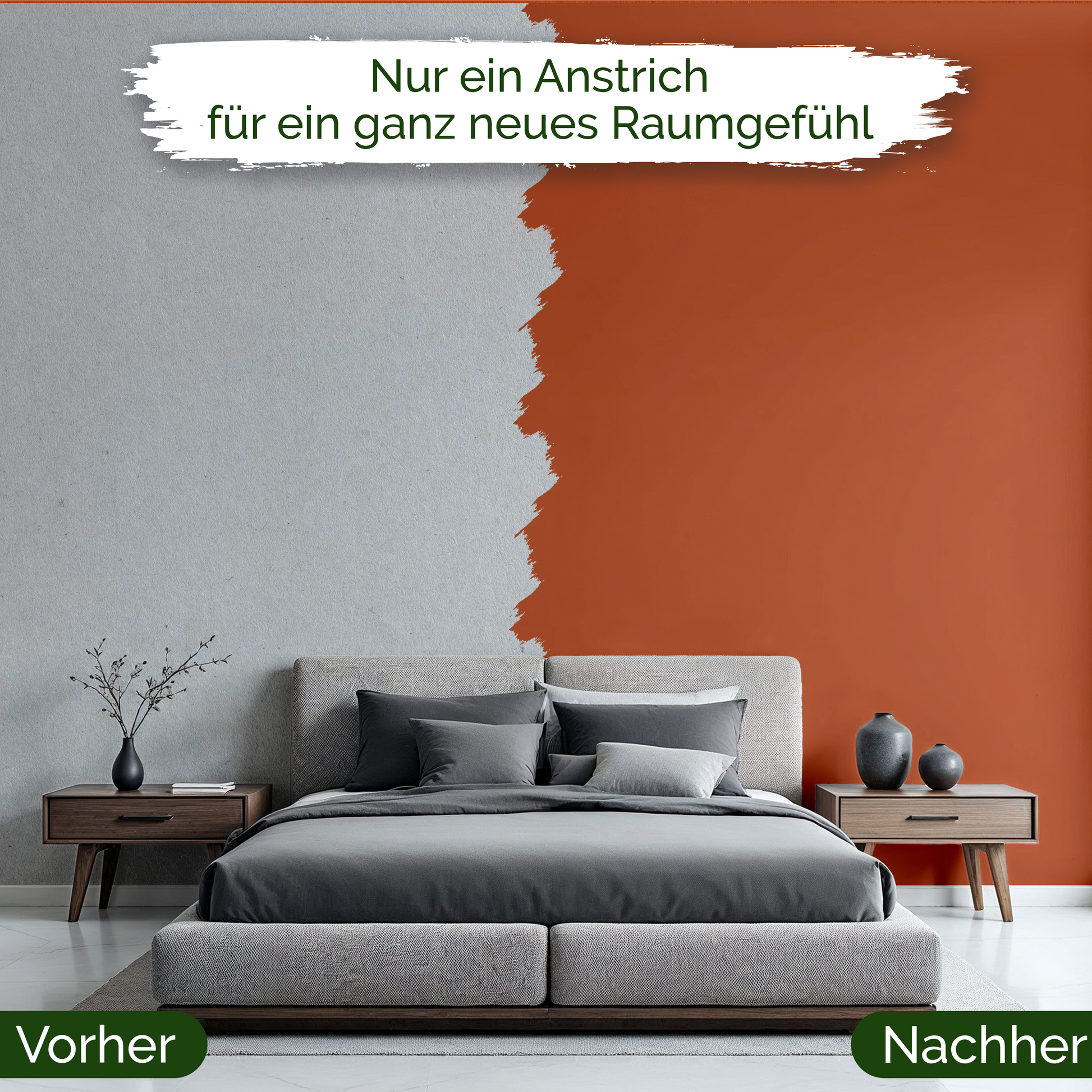 Veluxis® Wandfarbe Burnt Clay – Warmes Orange für Wohnzimmer