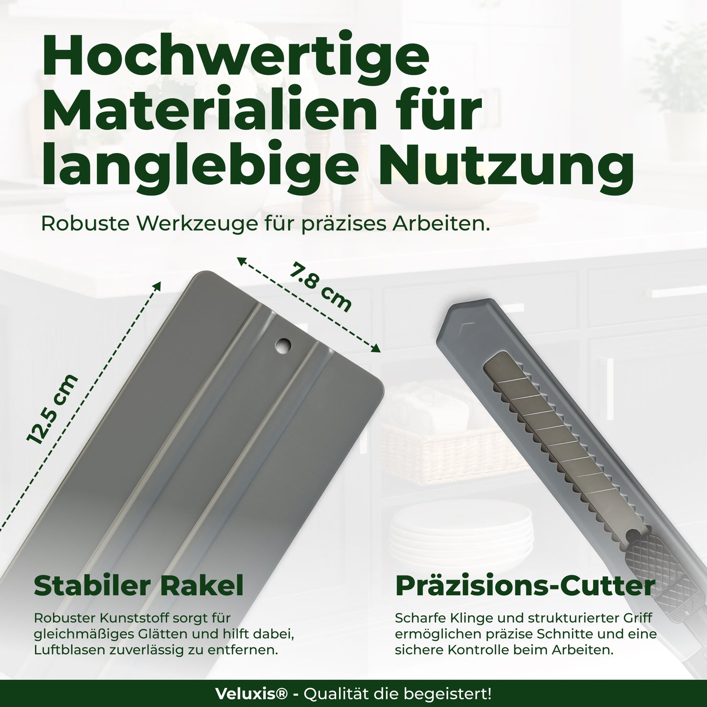 Cuttermesser & Folien Rakel Set von Veluxis 