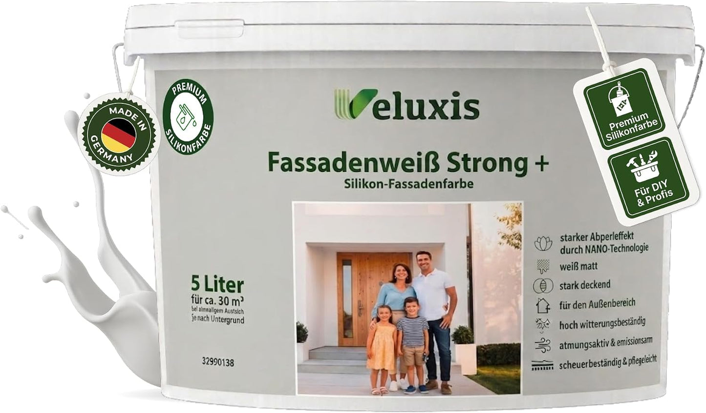 Fassadenfarbe Weiß Strong+ - Silikon-Fassadenfarbe weiß matt, ca. 60m²