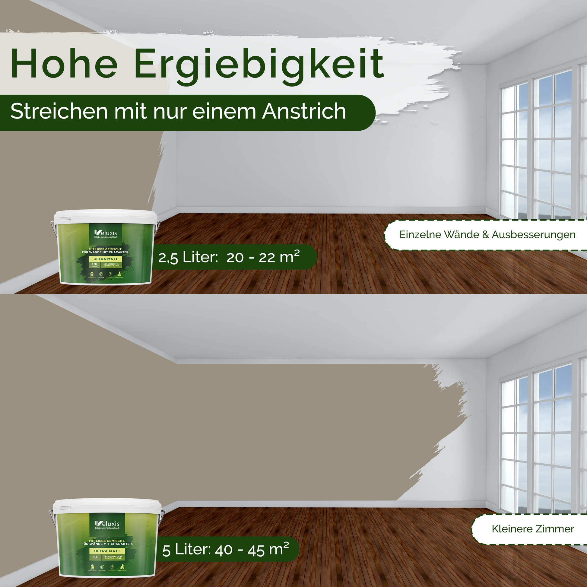 Wandfarbe Grau Innen – Universal Matt Finish Veluxis®