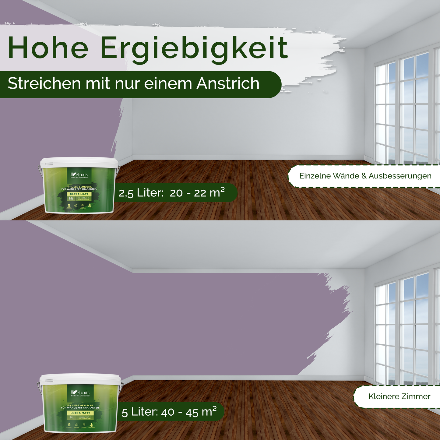 Wandfarbe Violett Innen – Universal Matt Finish Veluxis®
