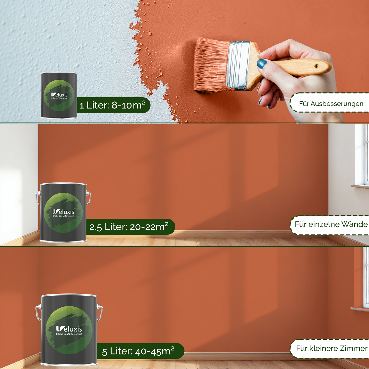 Wandfarbe Orange Innen – Premium Matt Finish Veluxis®
