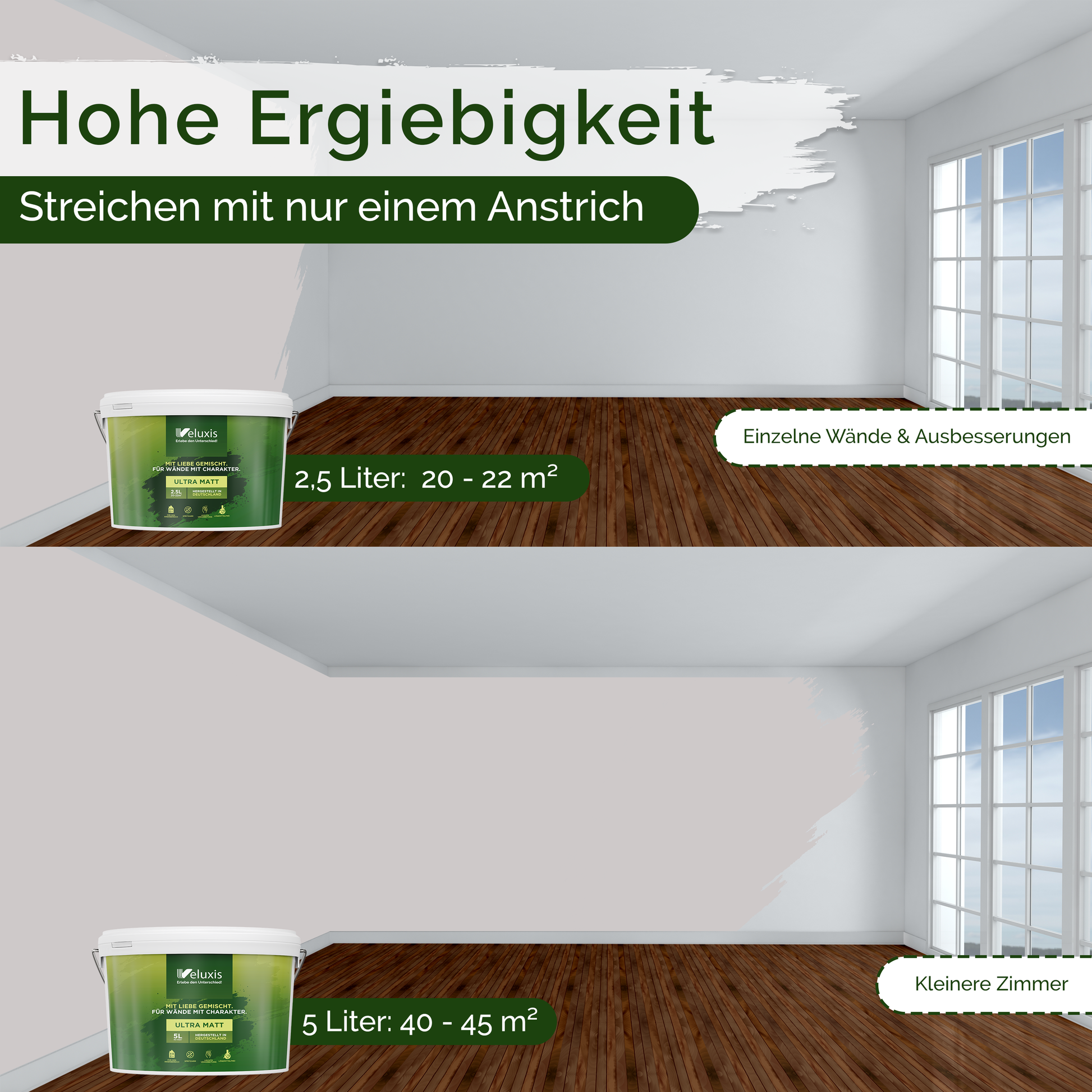 Wandfarbe Grau Innen – Universal Matt Finish Veluxis®