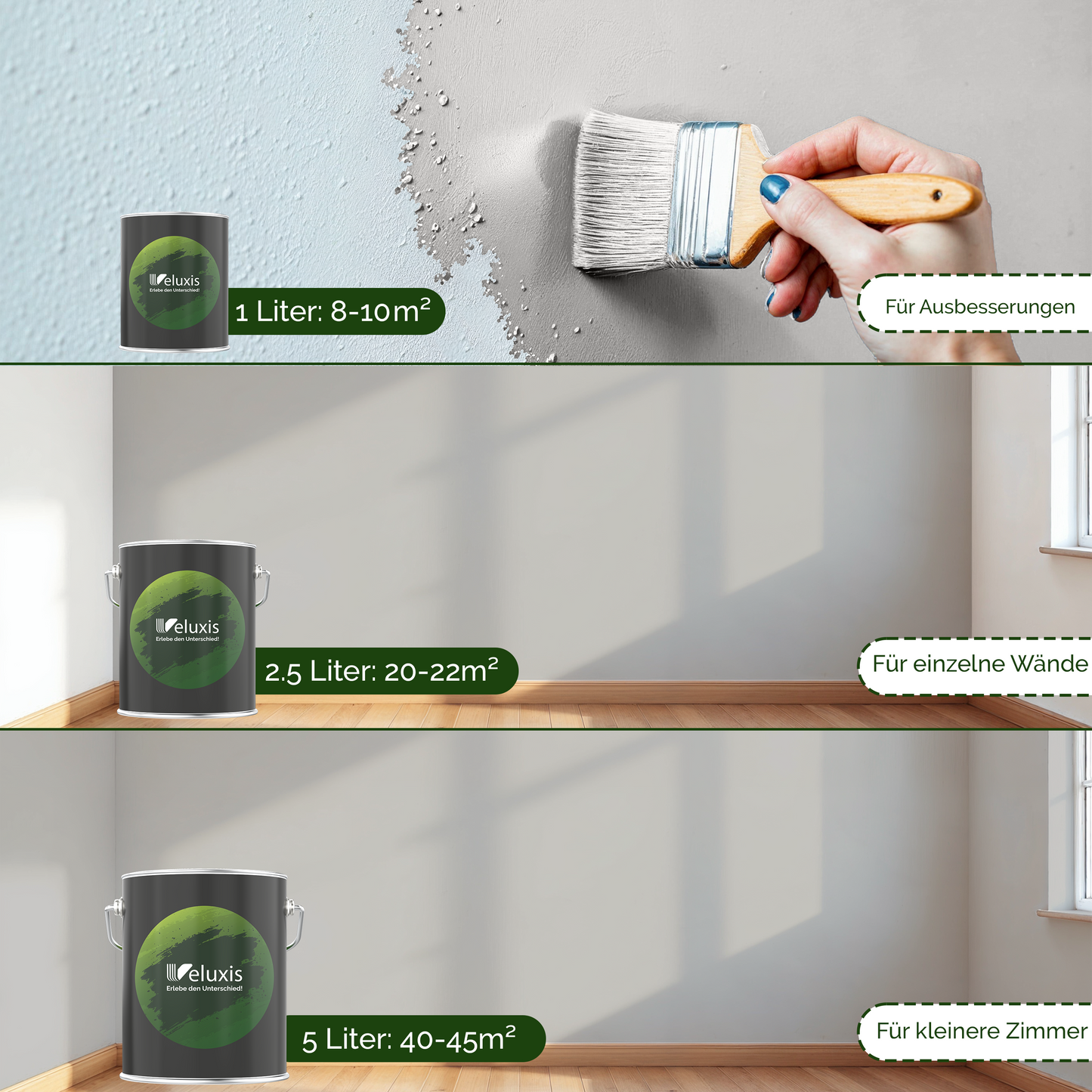 Wandfarbe Grau Innen – Premium Matt Finish Veluxis®