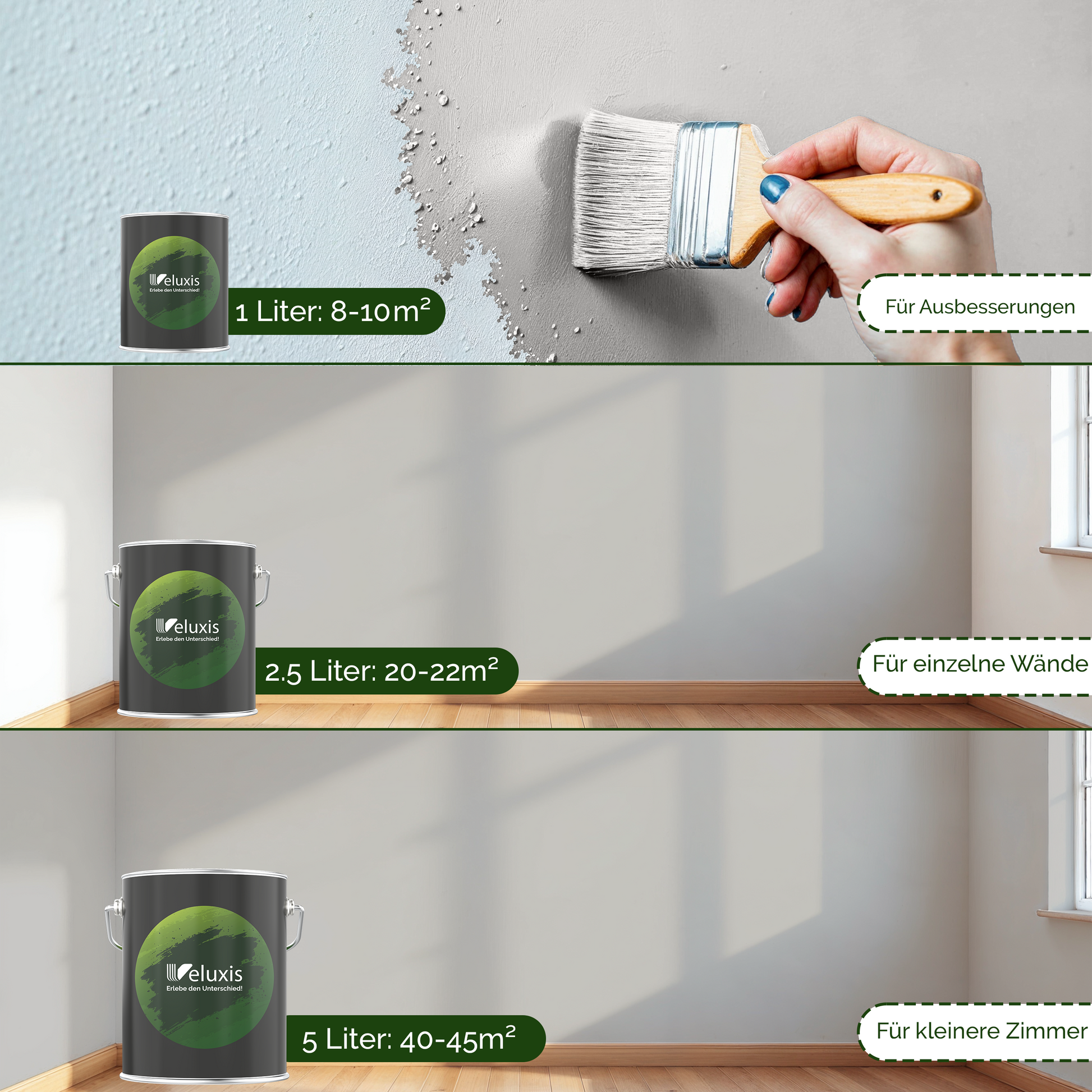 Wandfarbe Grau Innen – Premium Matt Finish Veluxis®