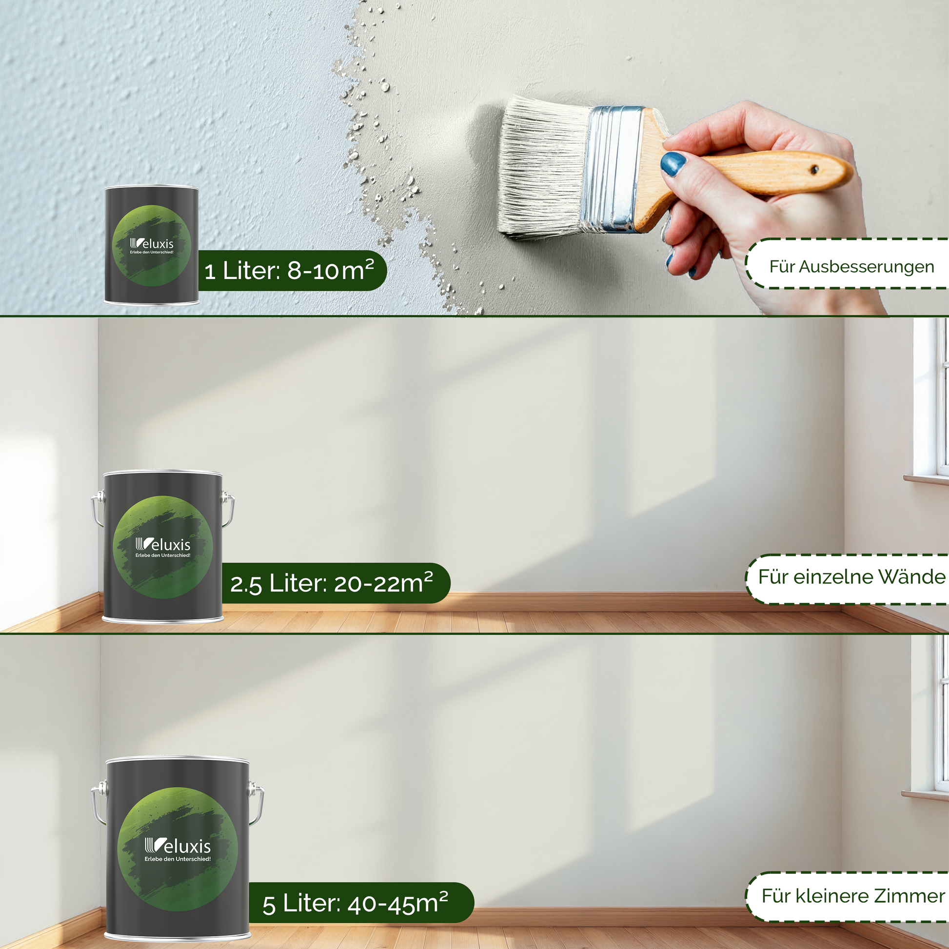 Wandfarbe Grau Innen – Premium Matt Finish Veluxis®