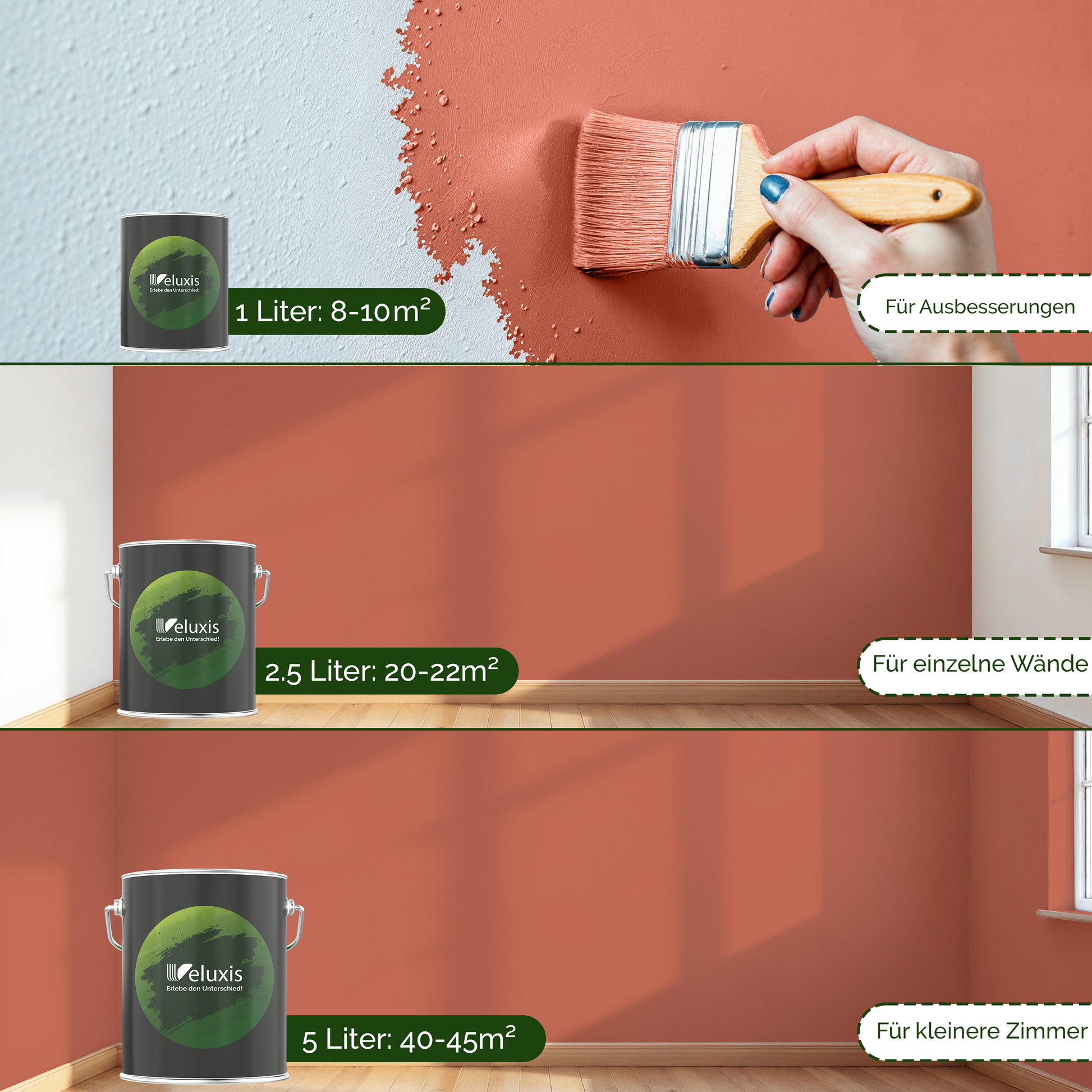 Wandfarbe Rot Innen – Premium Matt Finish Veluxis®