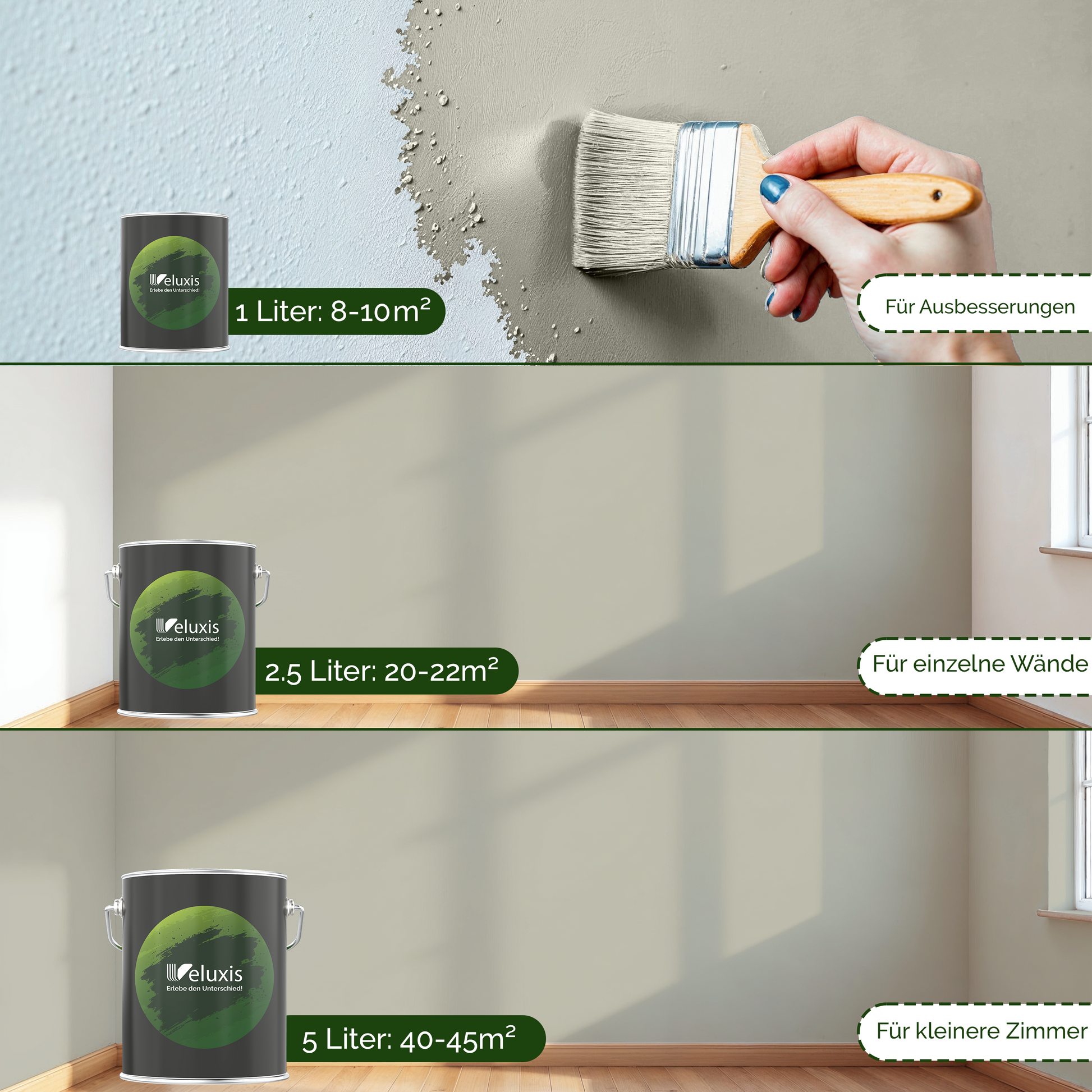 Wandfarbe Grau Innen – Premium Matt Finish Veluxis®