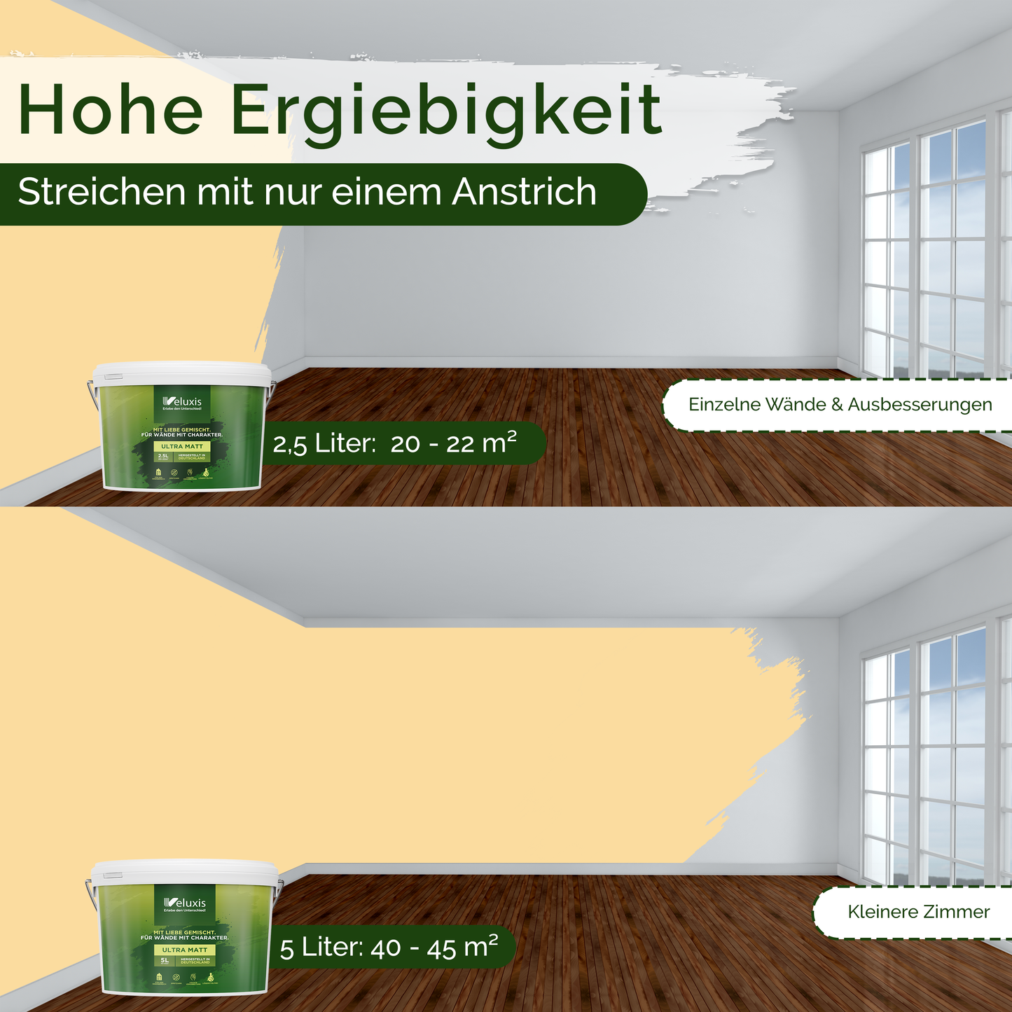 Wandfarbe Gelb Innen – Universal Matt Finish Veluxis®