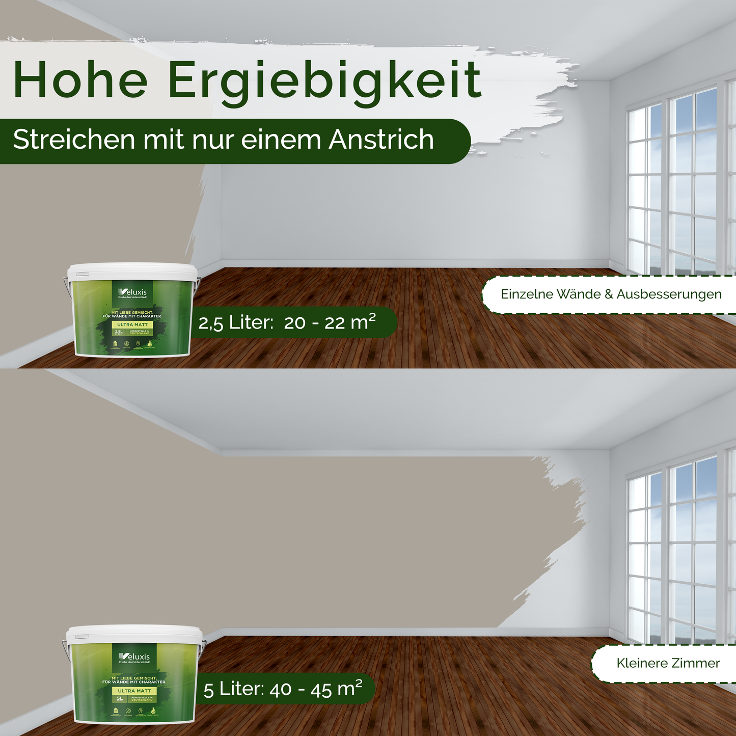 Wandfarbe Grau Innen – Universal Matt Finish Veluxis®