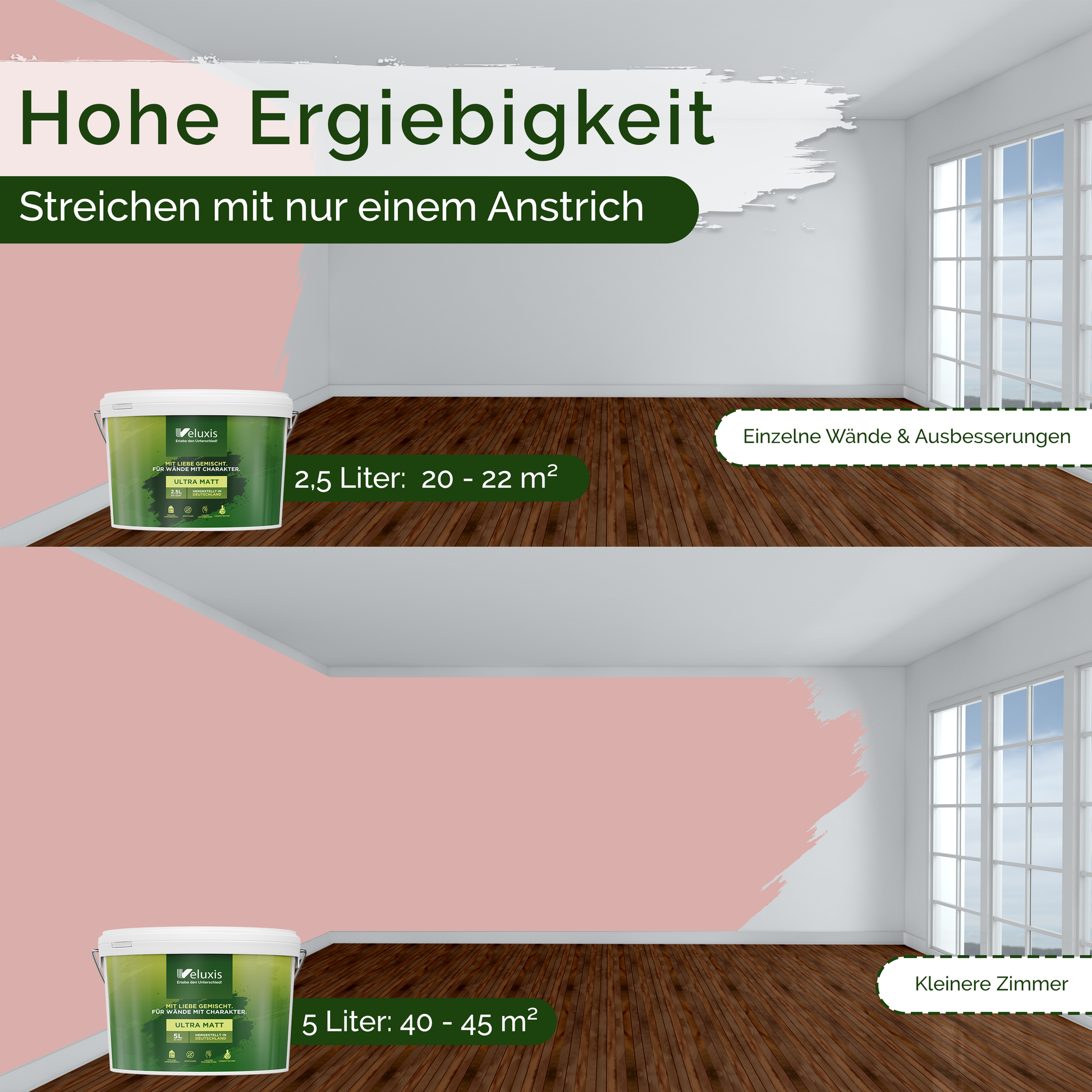 Wandfarbe Rosa Innen – Universal Matt Finish Veluxis®