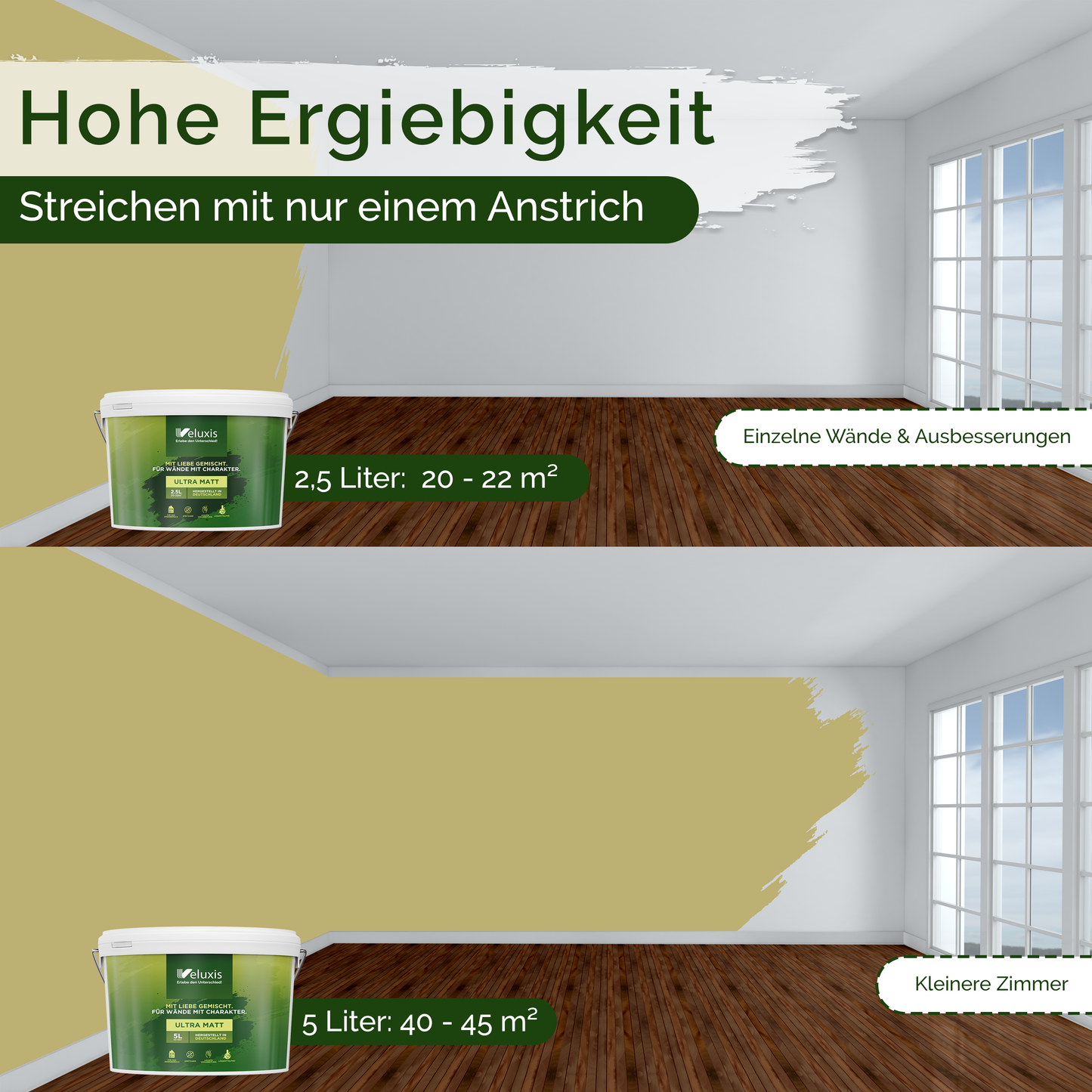 Wandfarbe Grün Innen – Universal Matt Finish Veluxis®