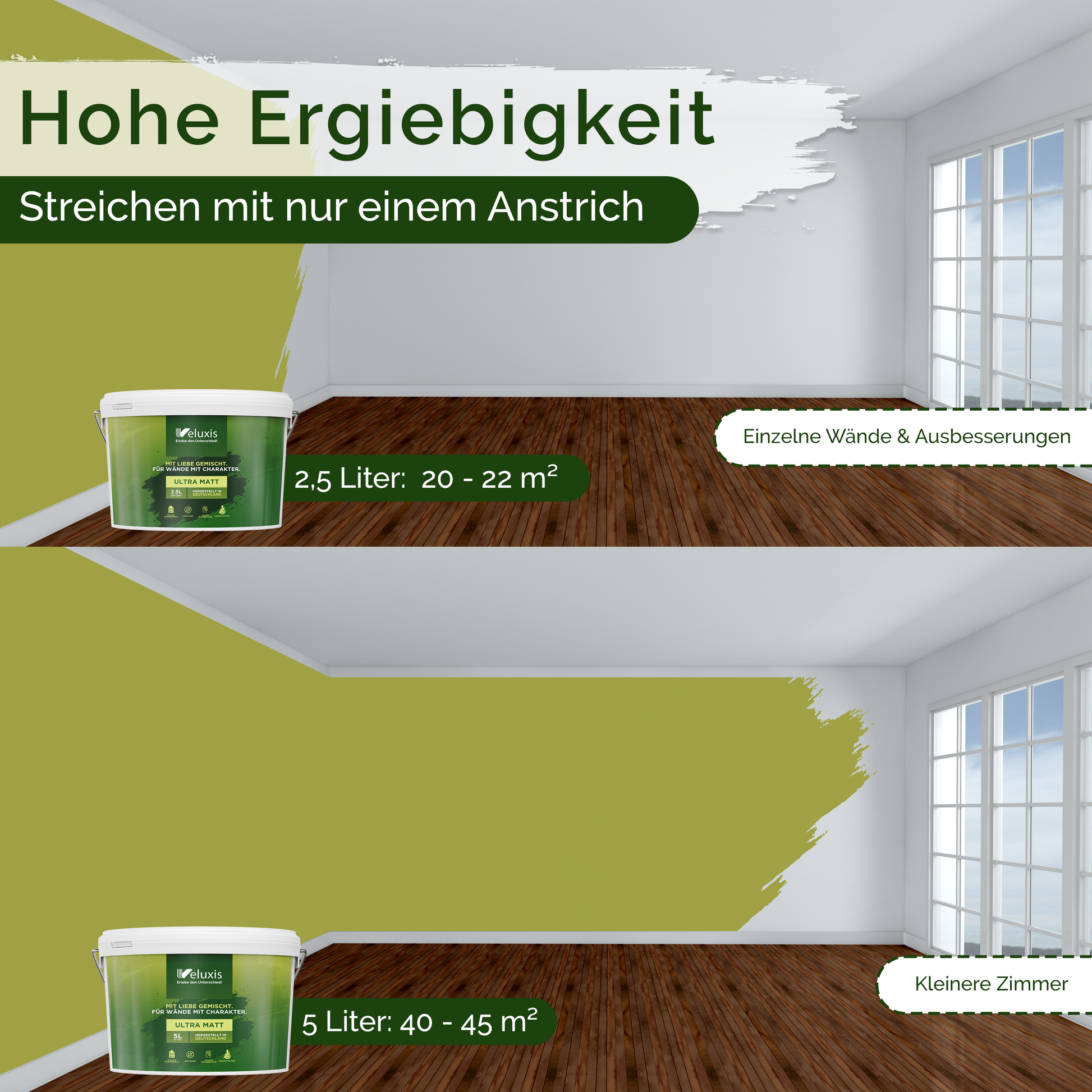 Wandfarbe Grün Innen – Universal Matt Finish Veluxis®