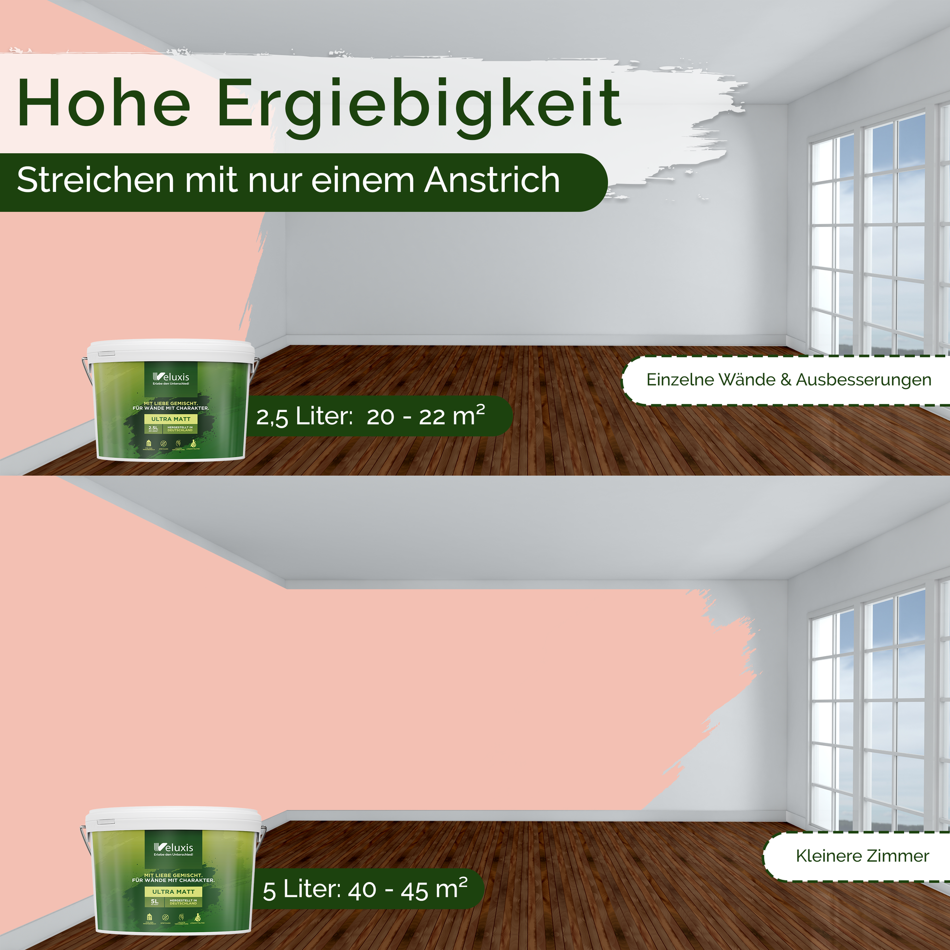 Wandfarbe Rosa Innen – Universal Matt Finish Veluxis®