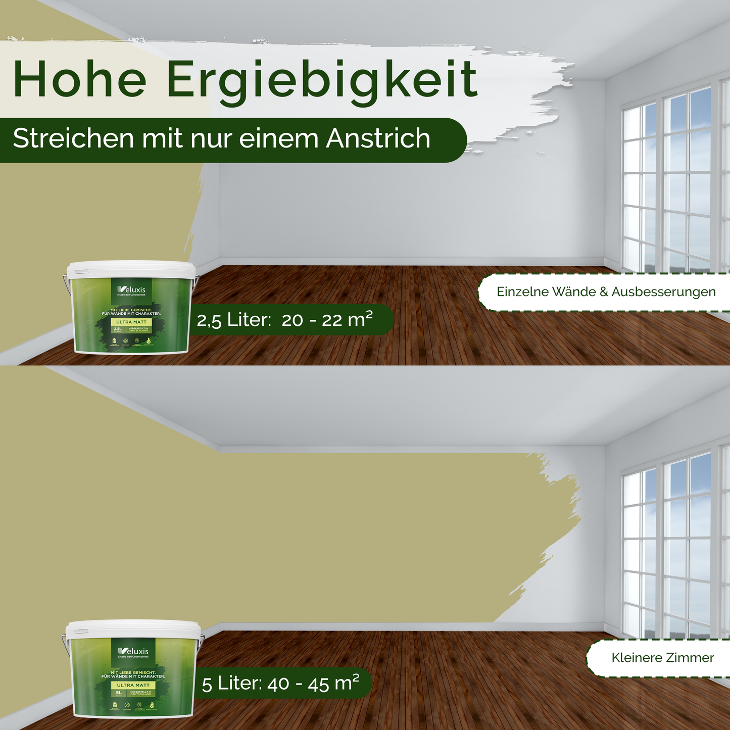 Wandfarbe Grün Innen – Universal Matt Finish Veluxis®