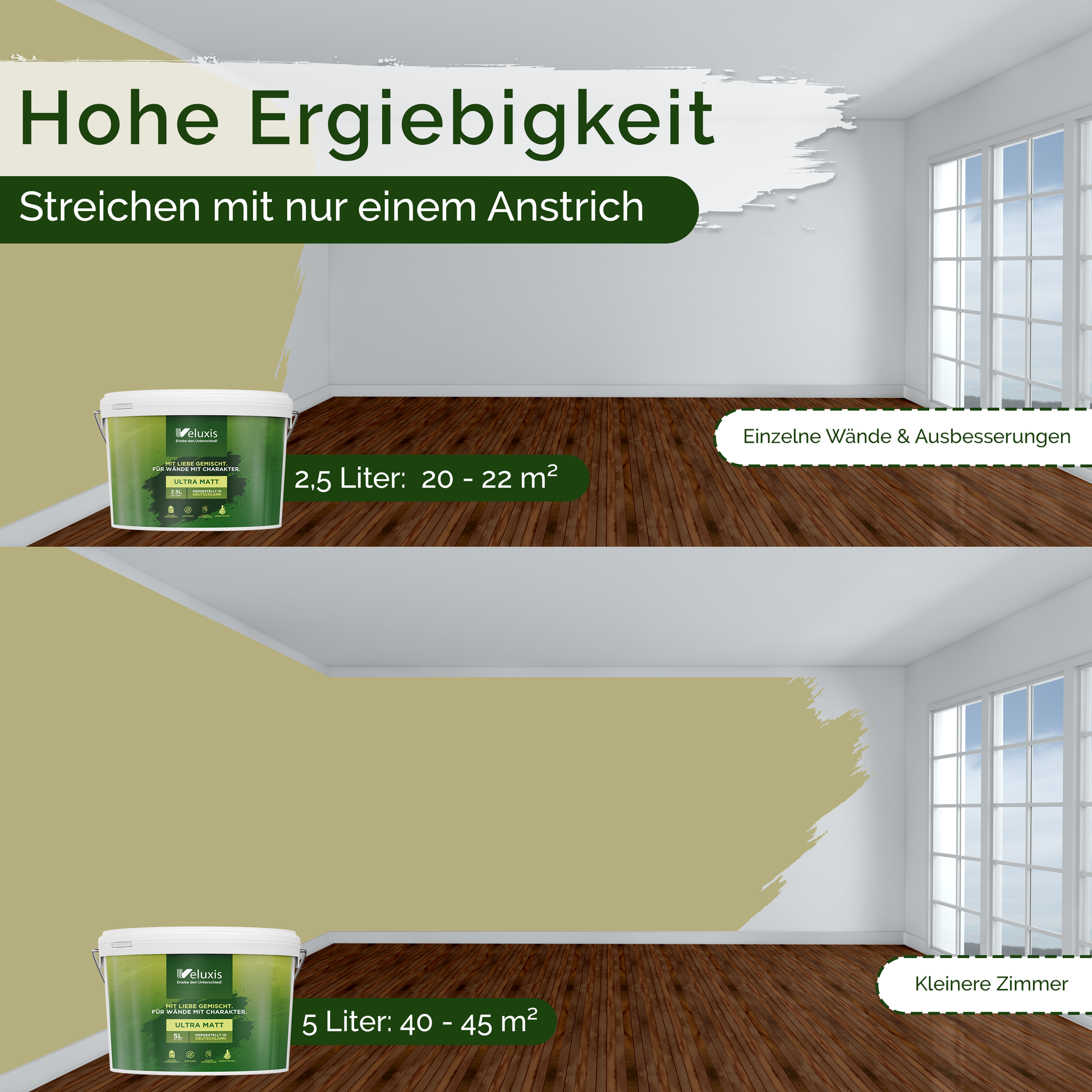 Wandfarbe Grün Innen – Universal Matt Finish Veluxis®