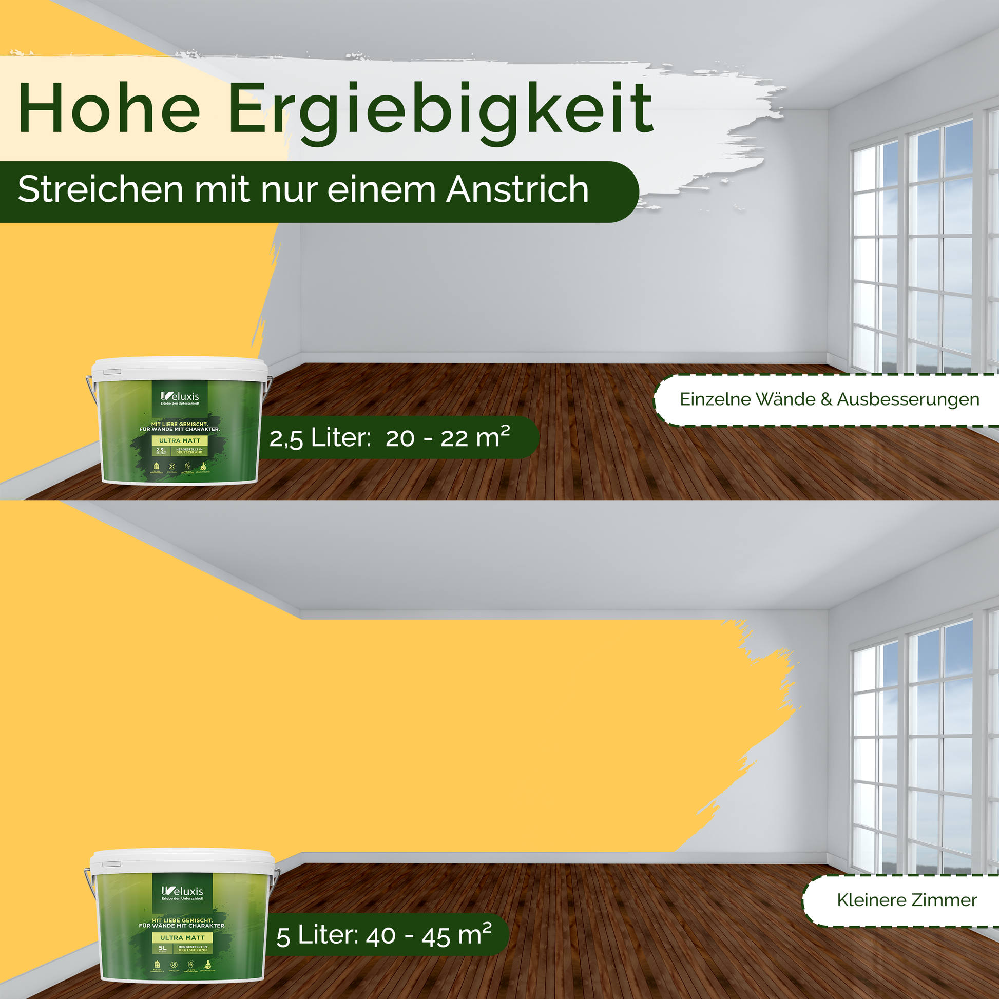 Wandfarbe Gelb Innen – Universal Matt Finish Veluxis®