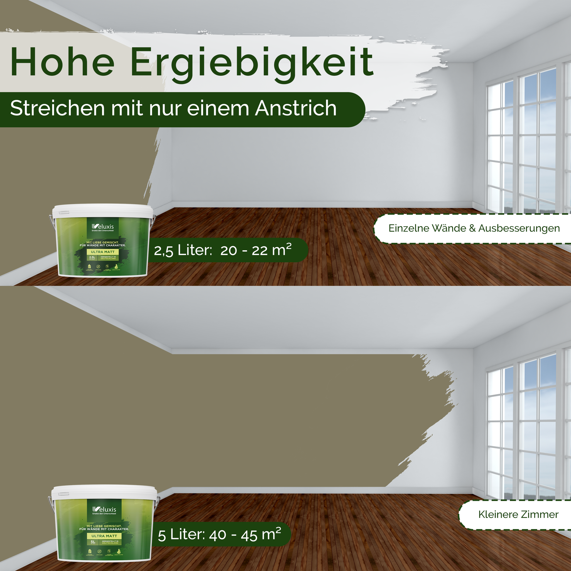 Wandfarbe Grün Innen – Universal Matt Finish Veluxis®