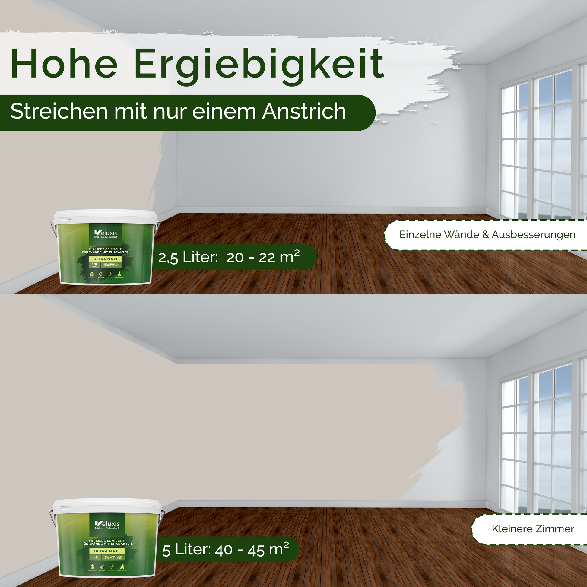 Wandfarbe Grau Innen – Universal Matt Finish Veluxis®