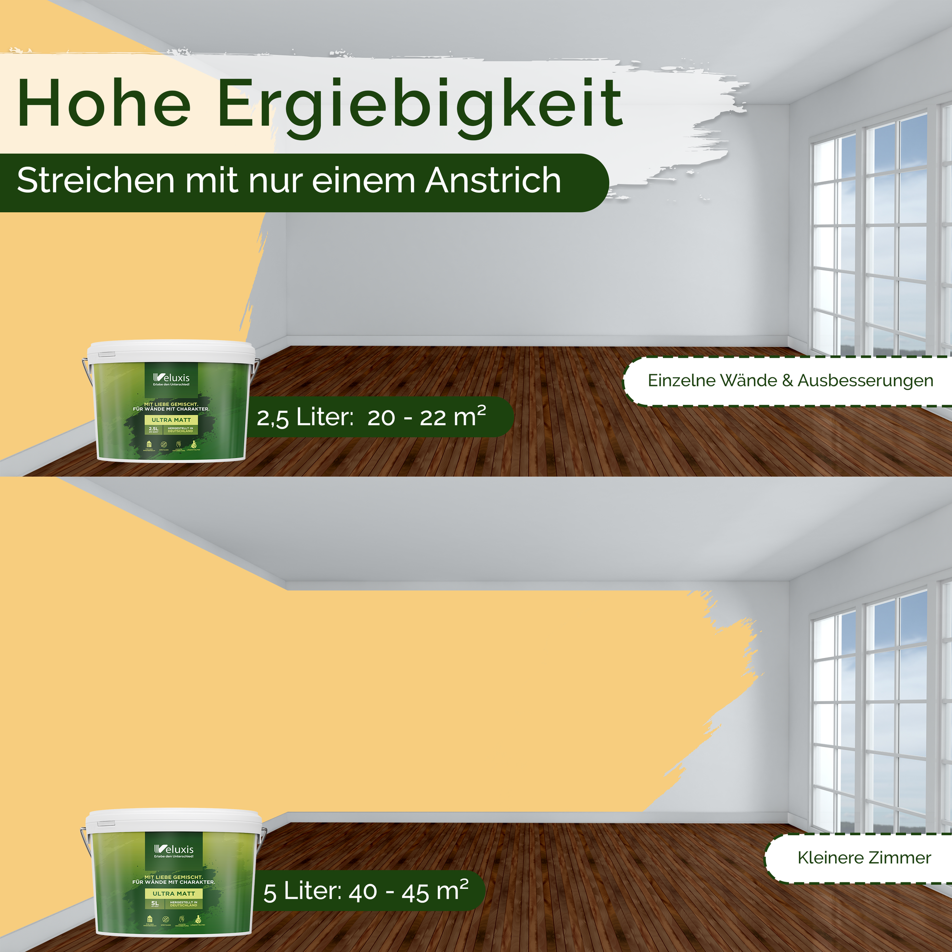 Wandfarbe Gelb Innen – Universal Matt Finish Veluxis®