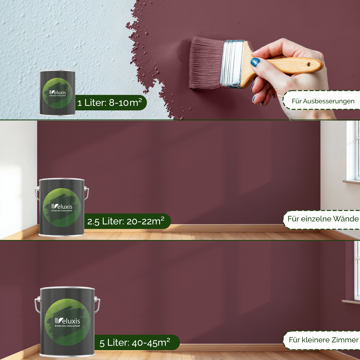 Wandfarbe Pflaume Innen – Premium Matt Finish Veluxis®