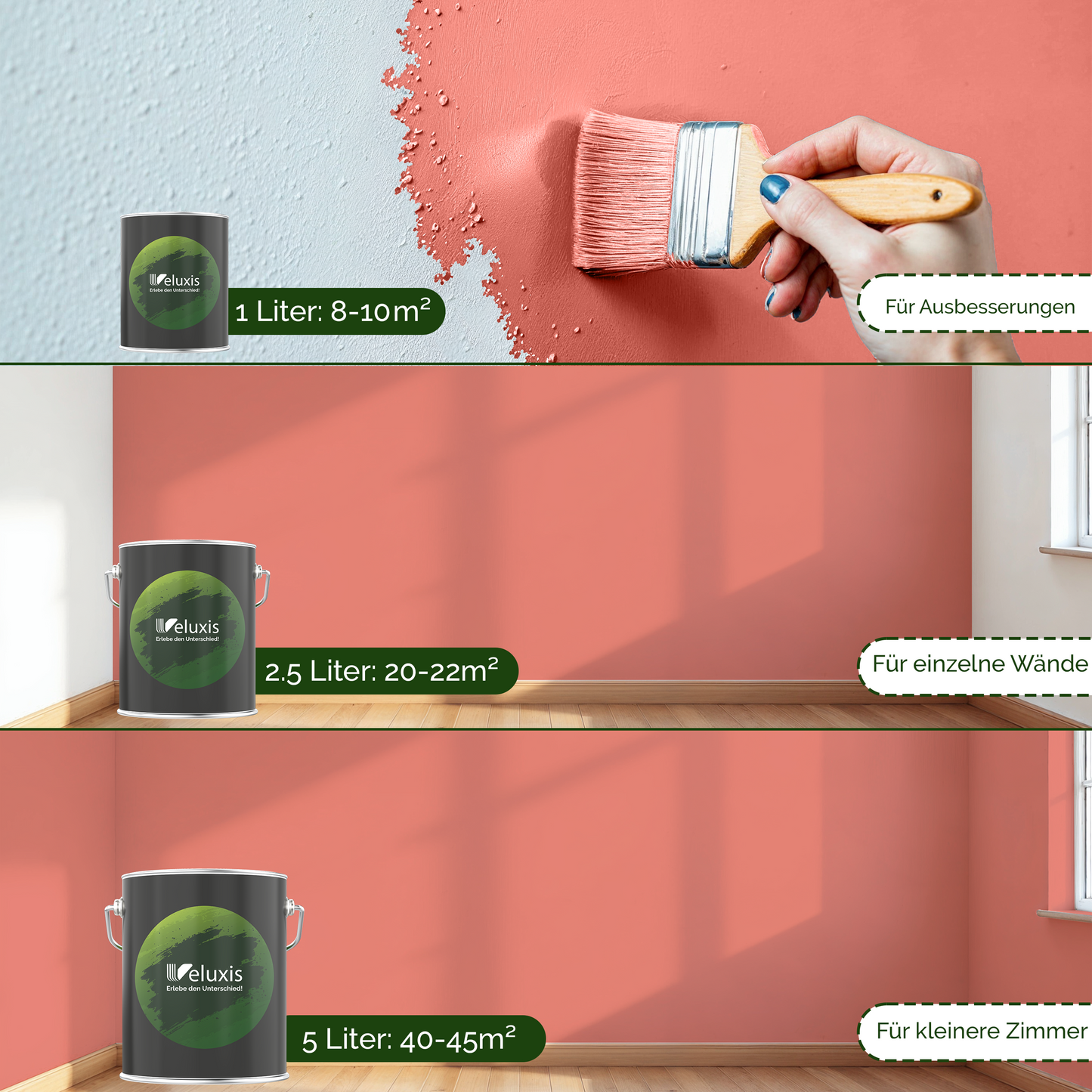 Wandfarbe Rot Innen – Premium Matt Finish Veluxis®