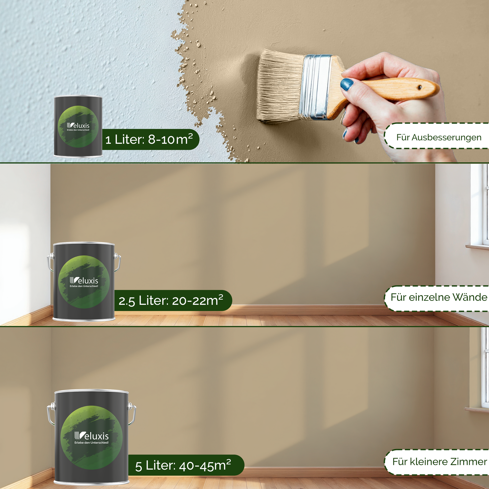 Wandfarbe Beige Innen – Premium Matt Finish Veluxis®