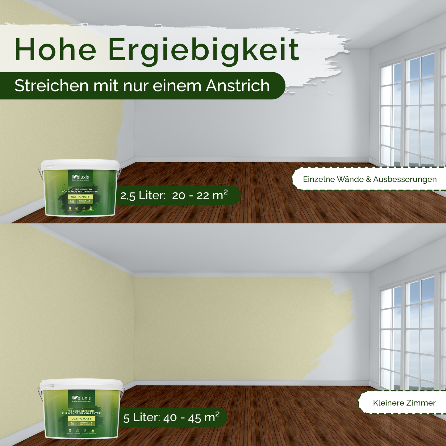 Wandfarbe Grün Innen – Universal Matt Finish Veluxis®