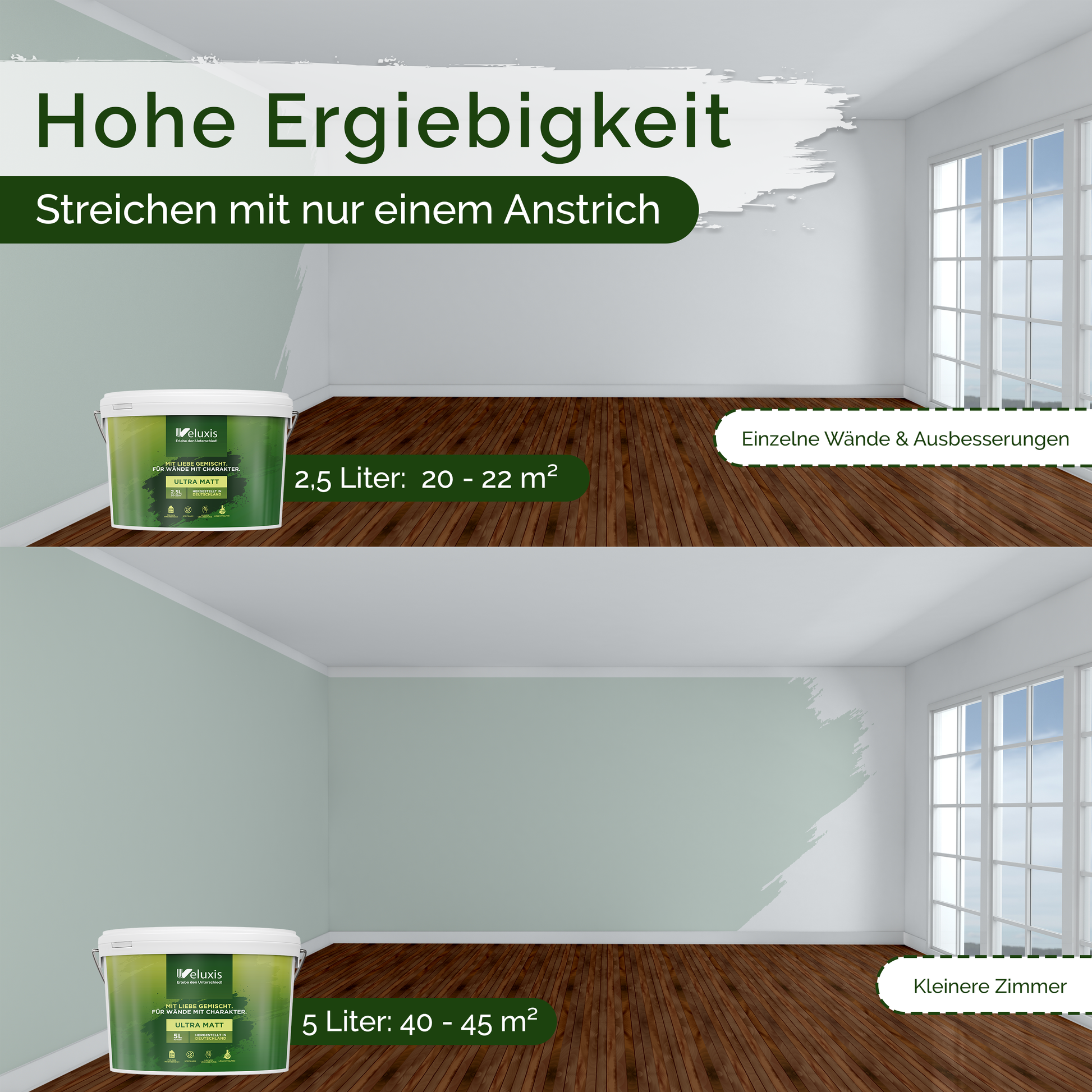 Wandfarbe Türkis Innen – Universal Matt Finish Veluxis®
