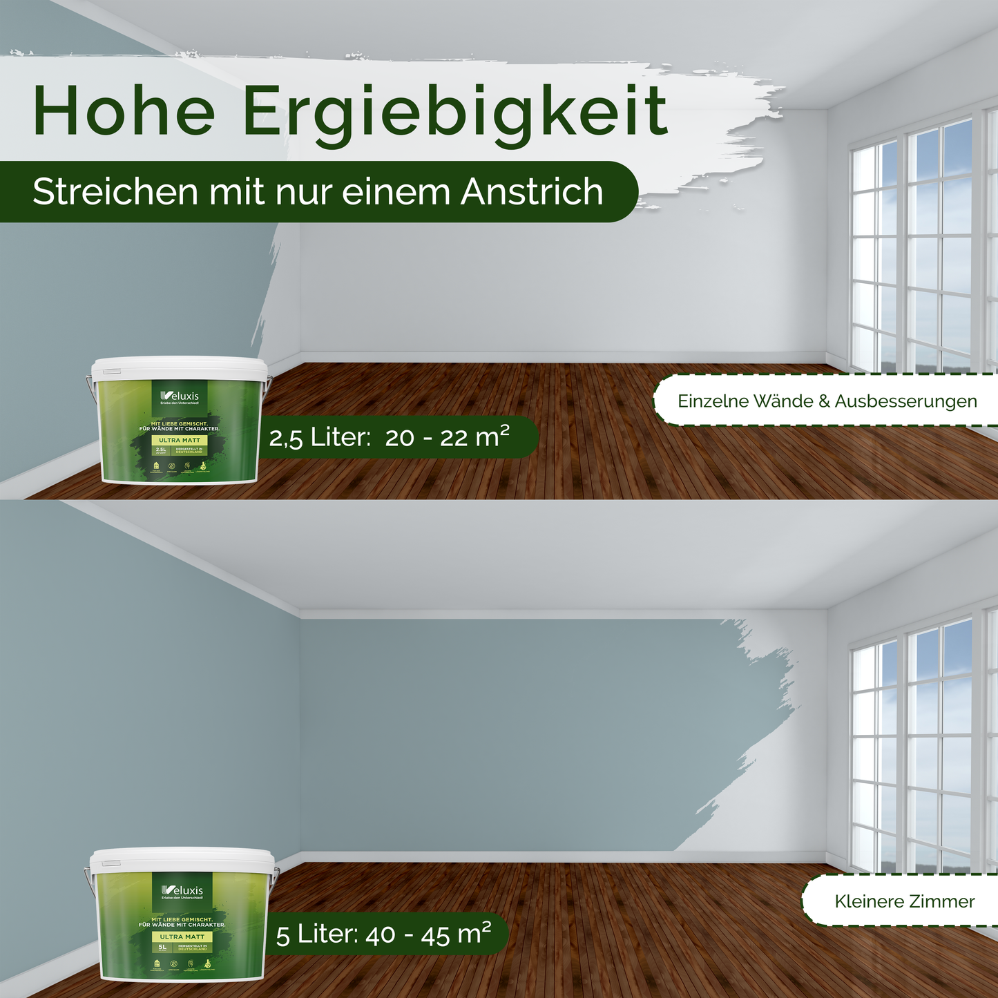 Wandfarbe Blau Innen – Universal Matt Finish Veluxis®