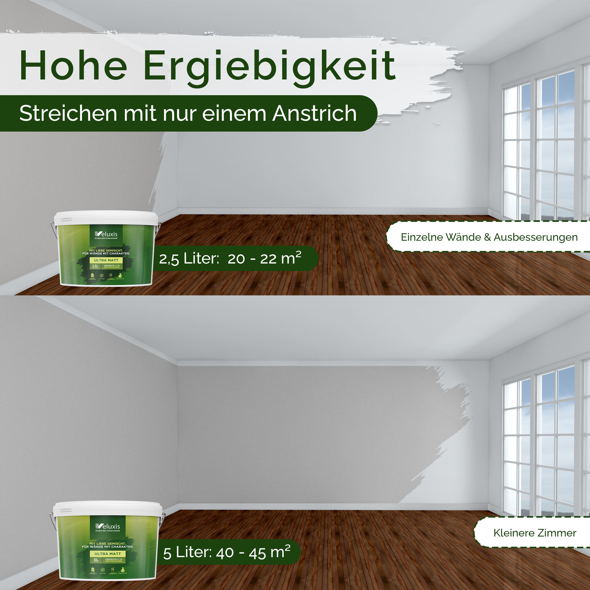 Wandfarbe Grau Innen – Universal Matt Finish Veluxis®