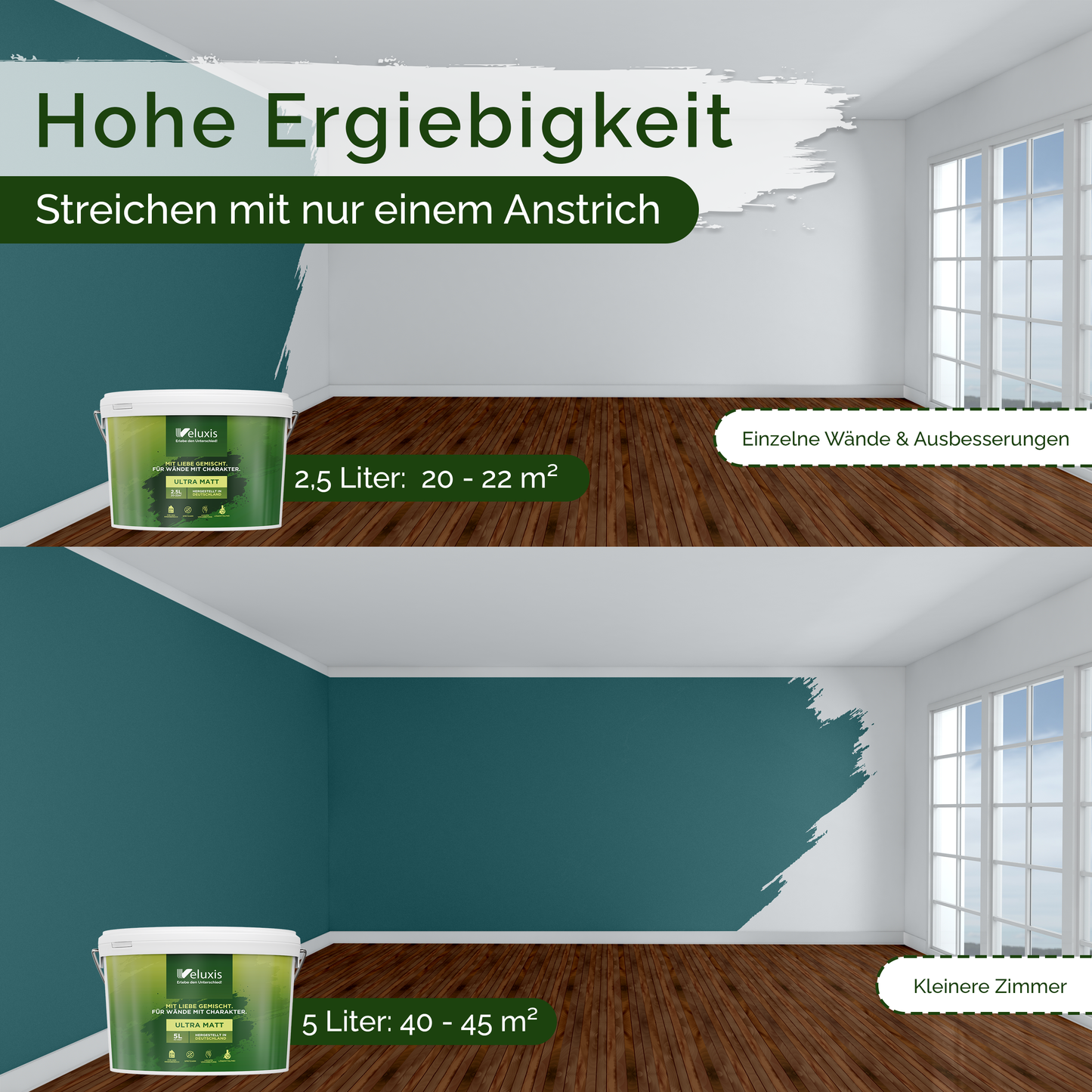 Wandfarbe Blau Innen – Universal Matt Finish Veluxis®