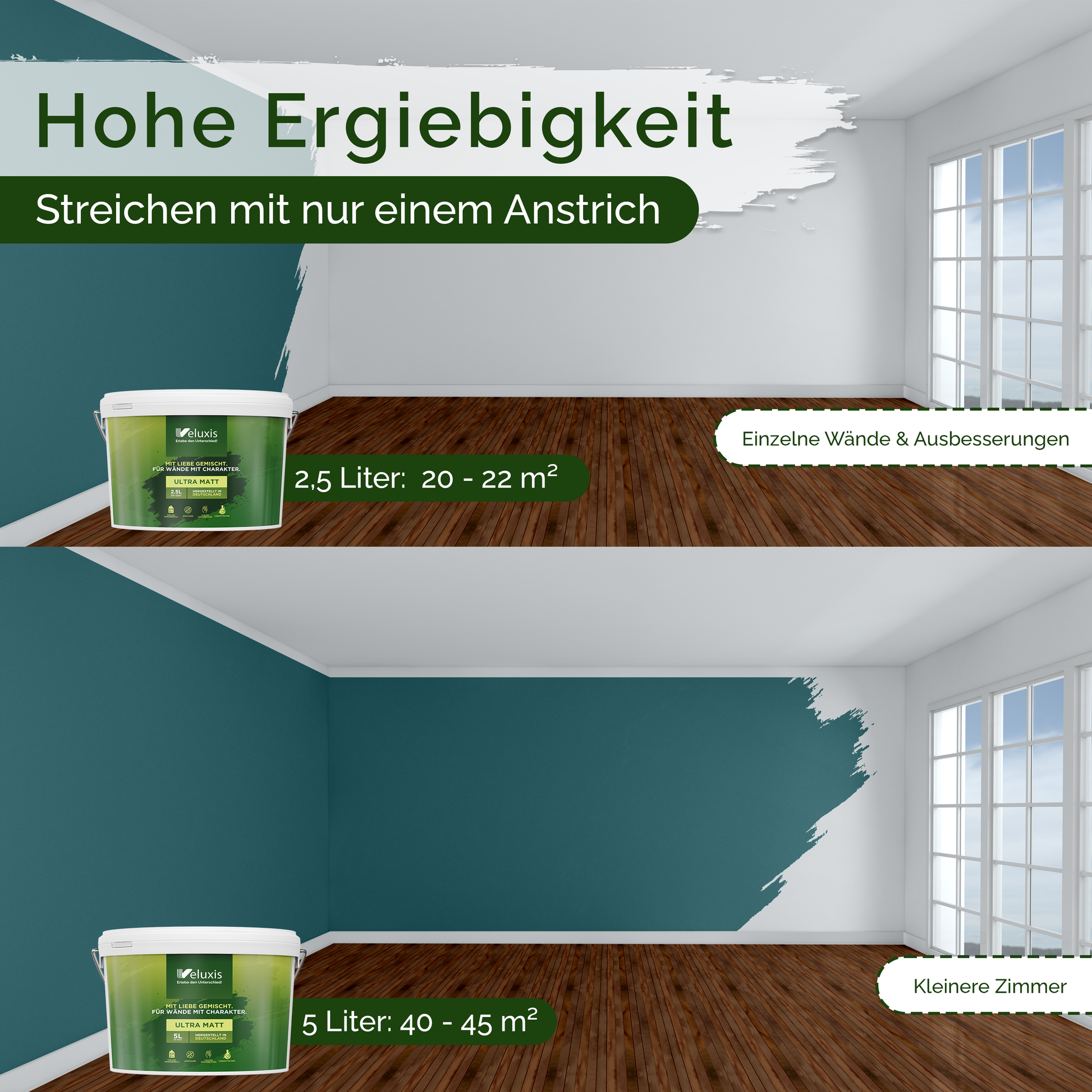 Wandfarbe Blau Innen – Universal Matt Finish Veluxis®