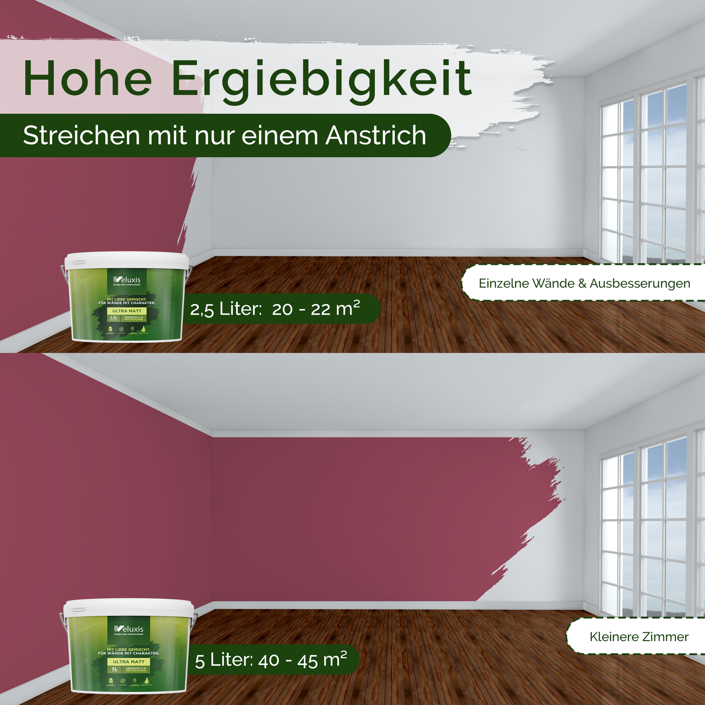 Wandfarbe Rosa Innen – Universal Matt Finish Veluxis®