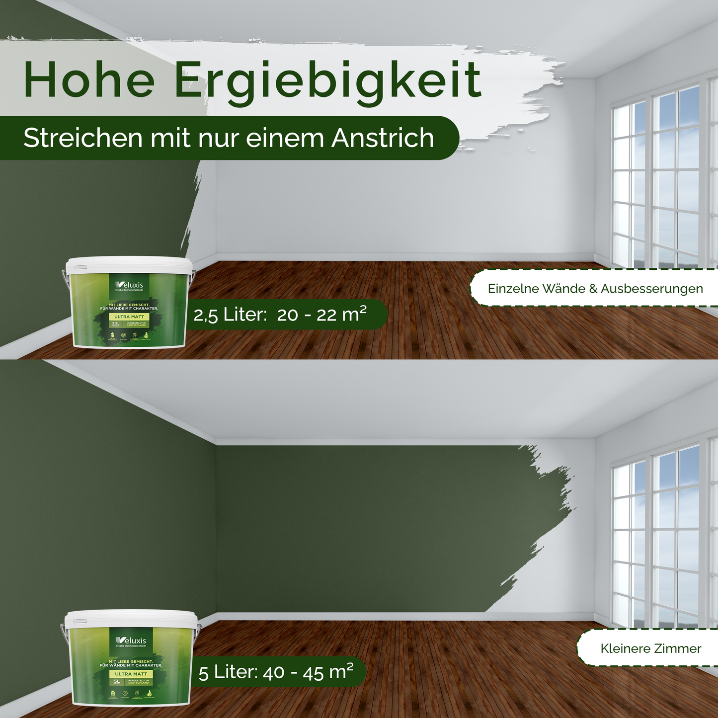 Wandfarbe Grün Innen – Universal Matt Finish Veluxis®
