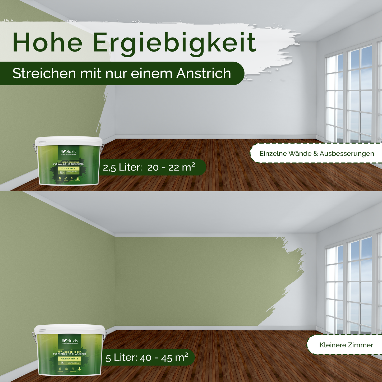 Wandfarbe Grün Innen – Universal Matt Finish Veluxis®