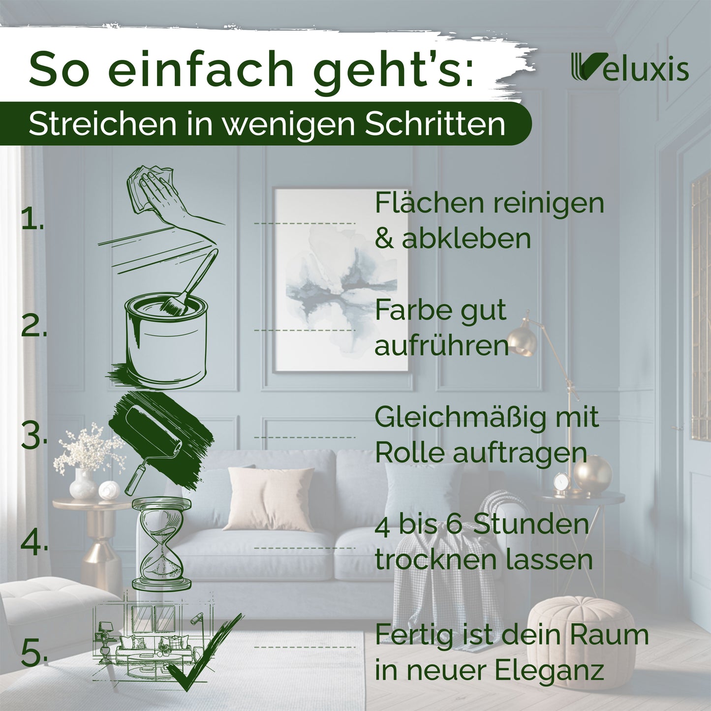 Wandfarbe Midnight Blue – Made in Germany Veluxis®